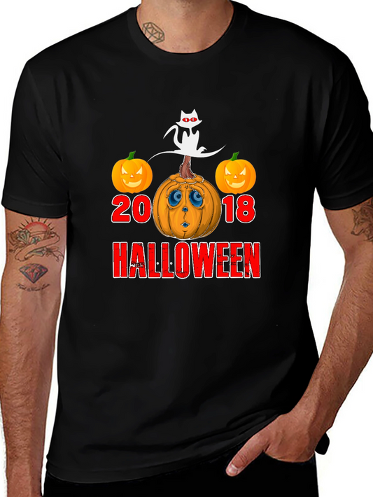 Halloween 2018 Cat & Pumpkin Graphic T-Shirt