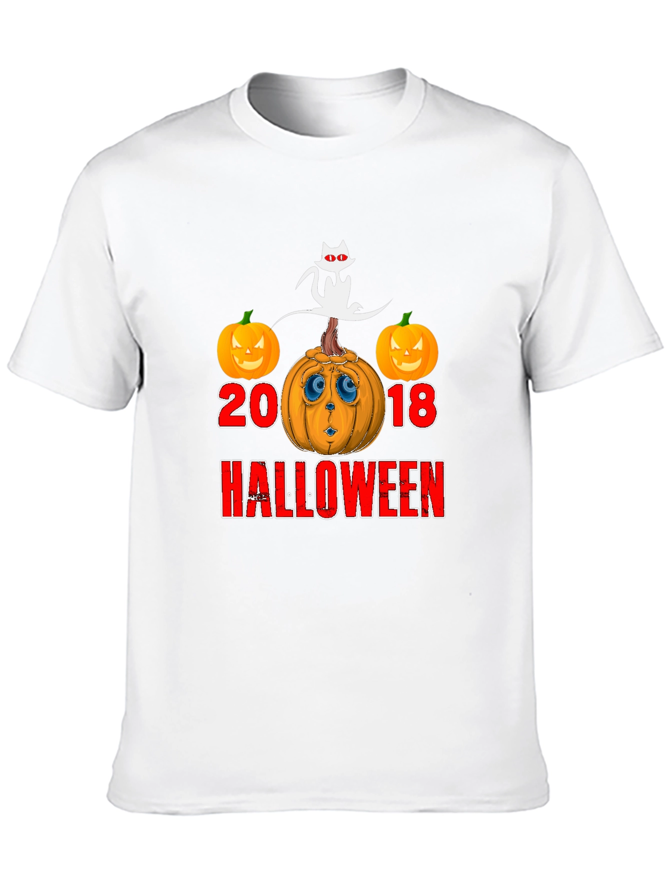 Halloween 2018 Cat & Pumpkin Graphic T-Shirt