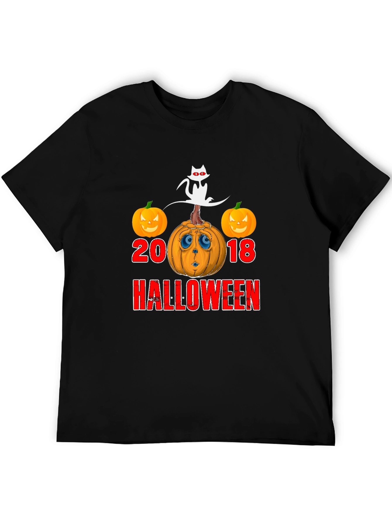 Halloween 2018 Cat & Pumpkin Graphic T-Shirt