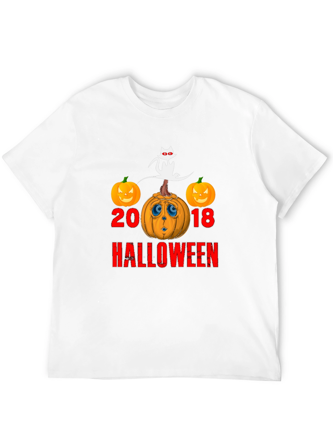 Halloween 2018 Cat & Pumpkin Graphic T-Shirt