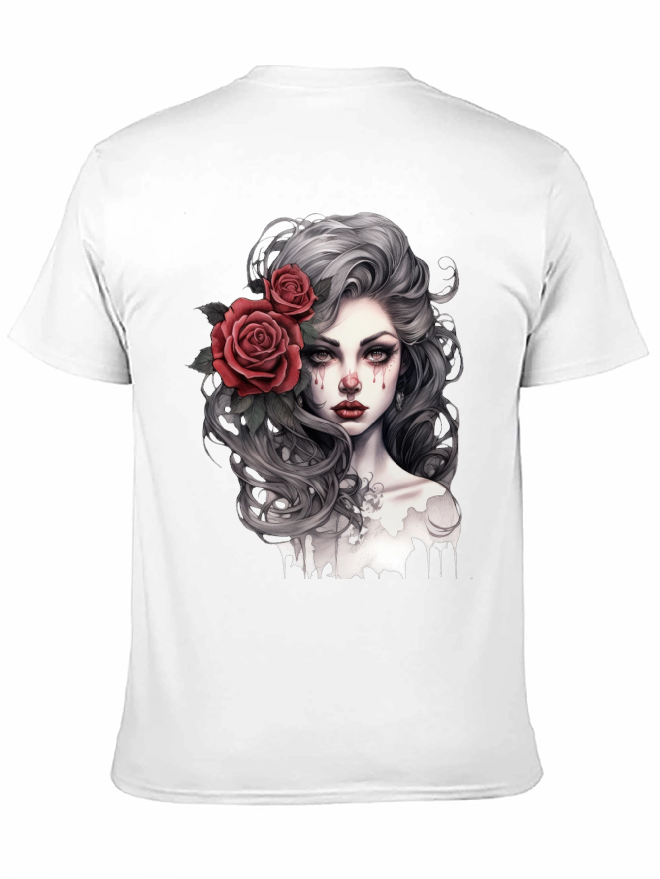 Gothic Rose Woman Graphic Print Black Tee