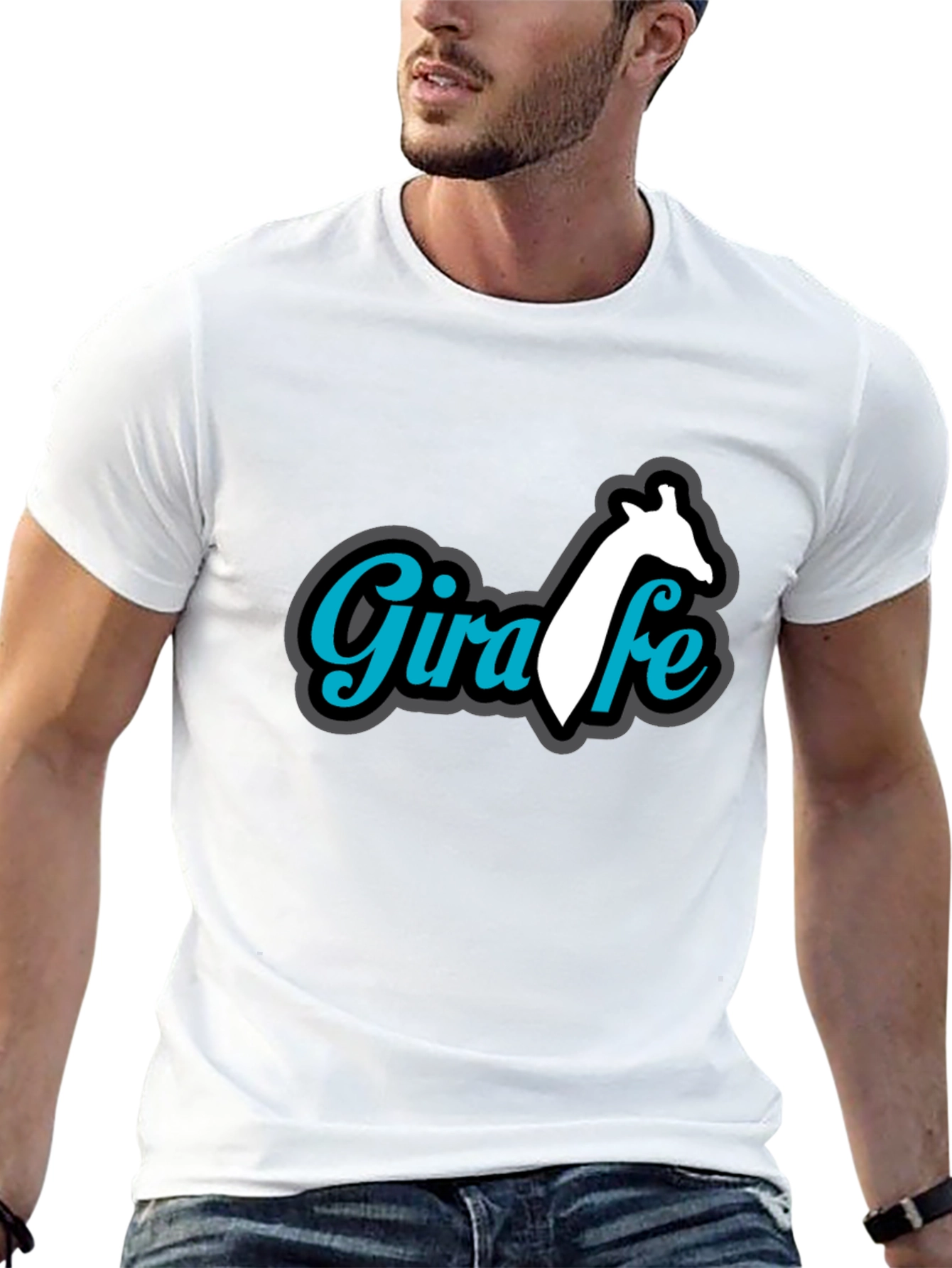 Giraffe Graphic Print Black T-Shirt
