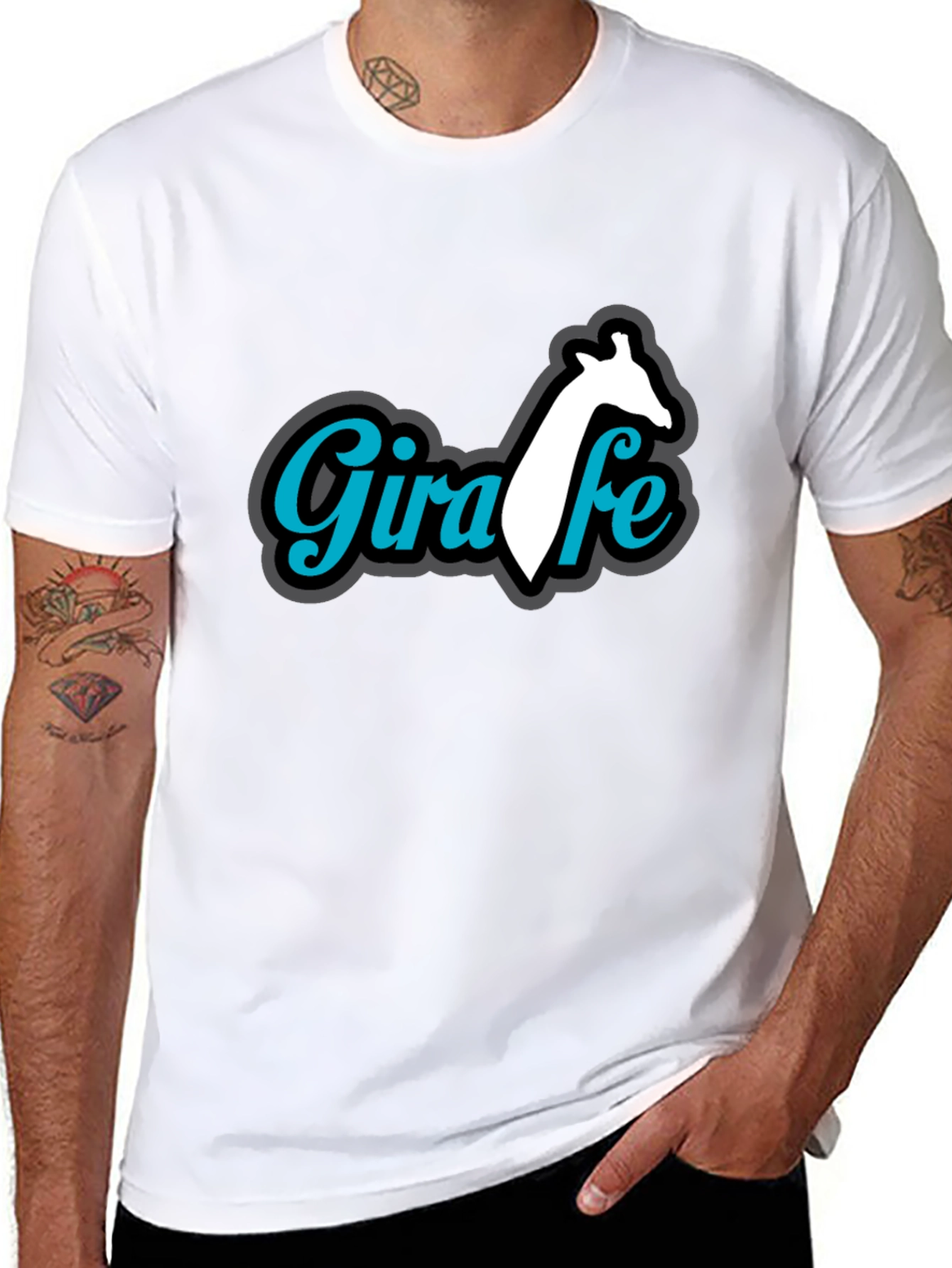 Giraffe Graphic Print Black T-Shirt