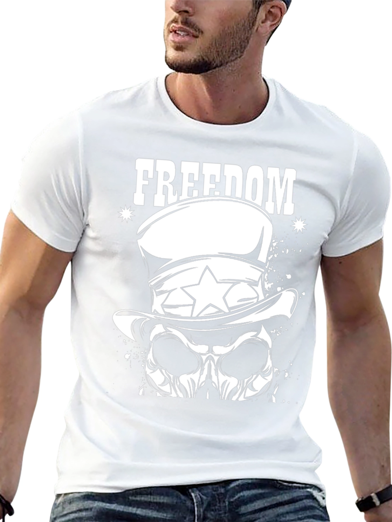 Freedom Skull Graphic Tee - Patriotic Design