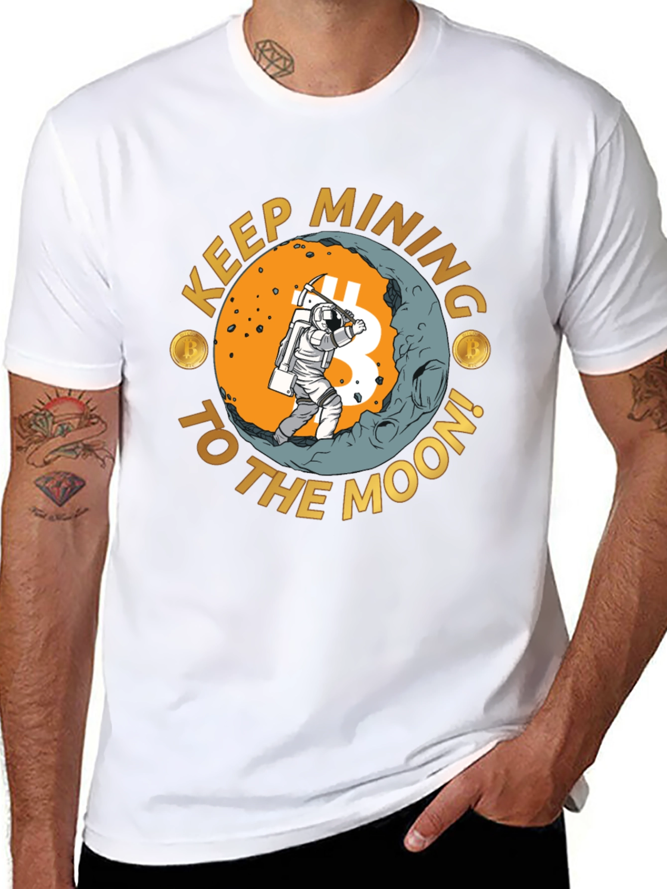 Bitcoin Mining to the Moon Graphic Tee