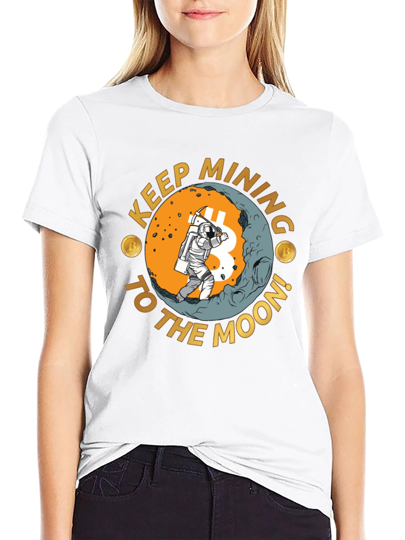 Bitcoin Mining to the Moon Graphic Tee