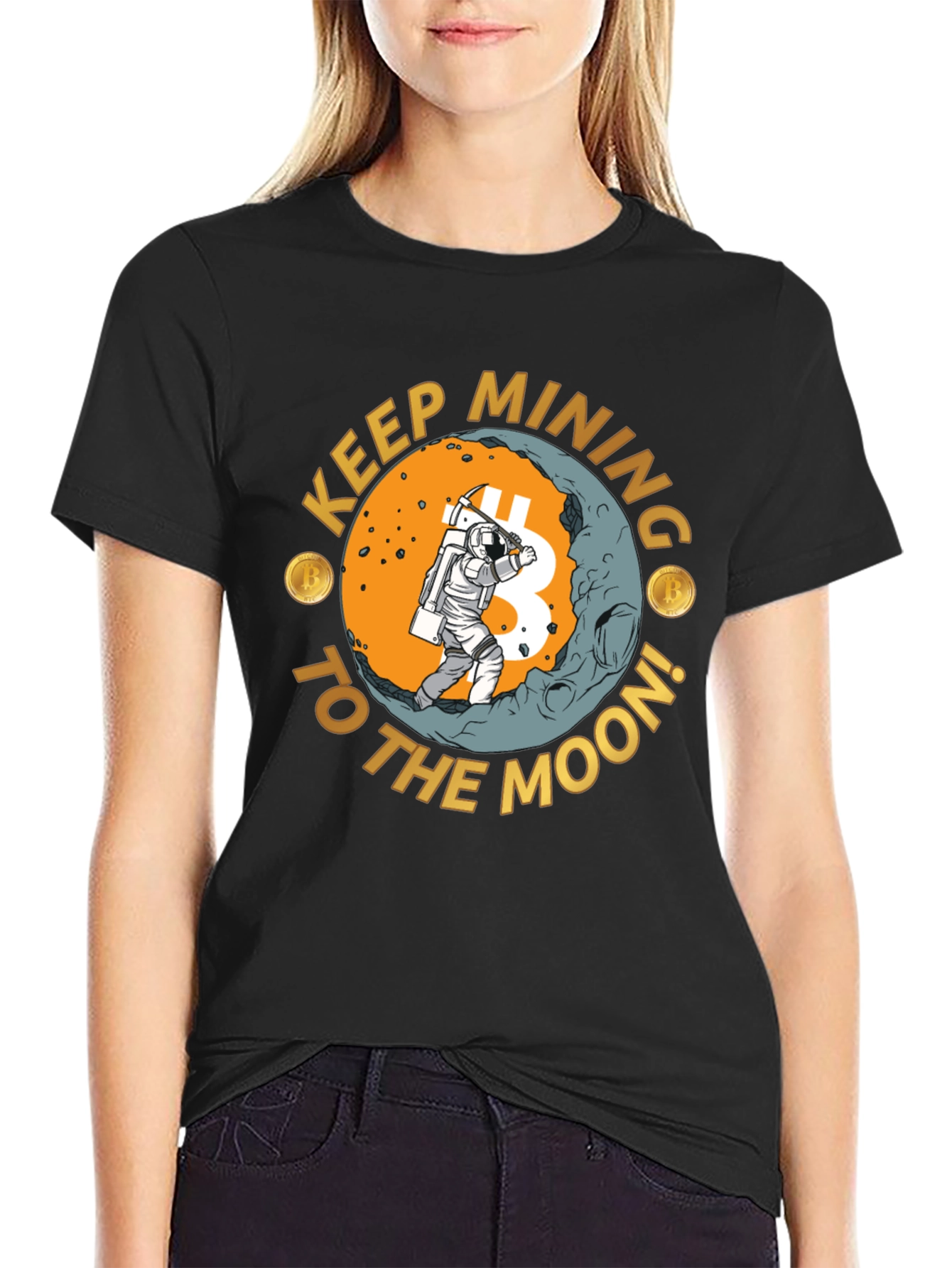 Bitcoin Mining to the Moon Graphic Tee