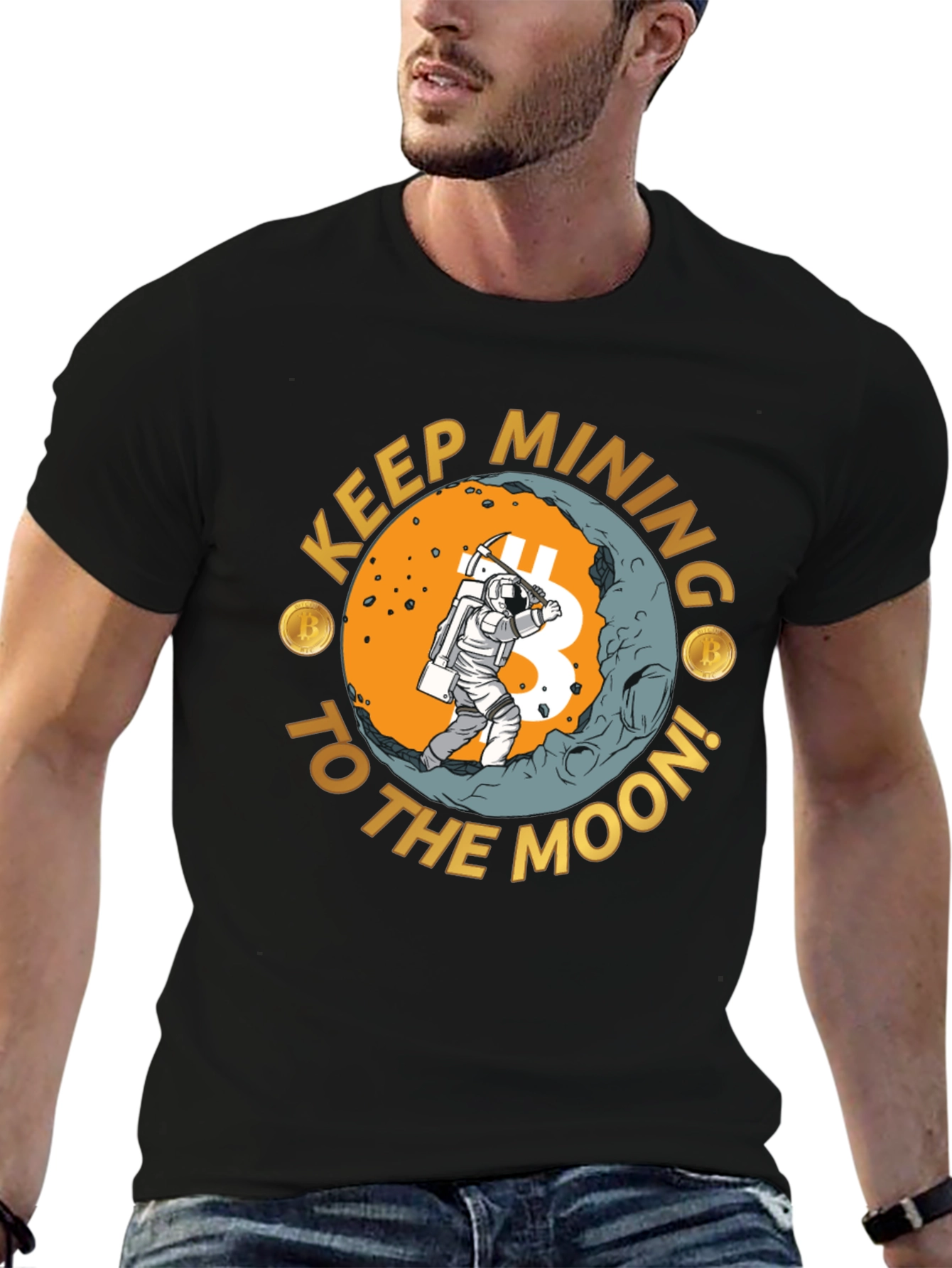 Bitcoin Mining to the Moon Graphic Tee