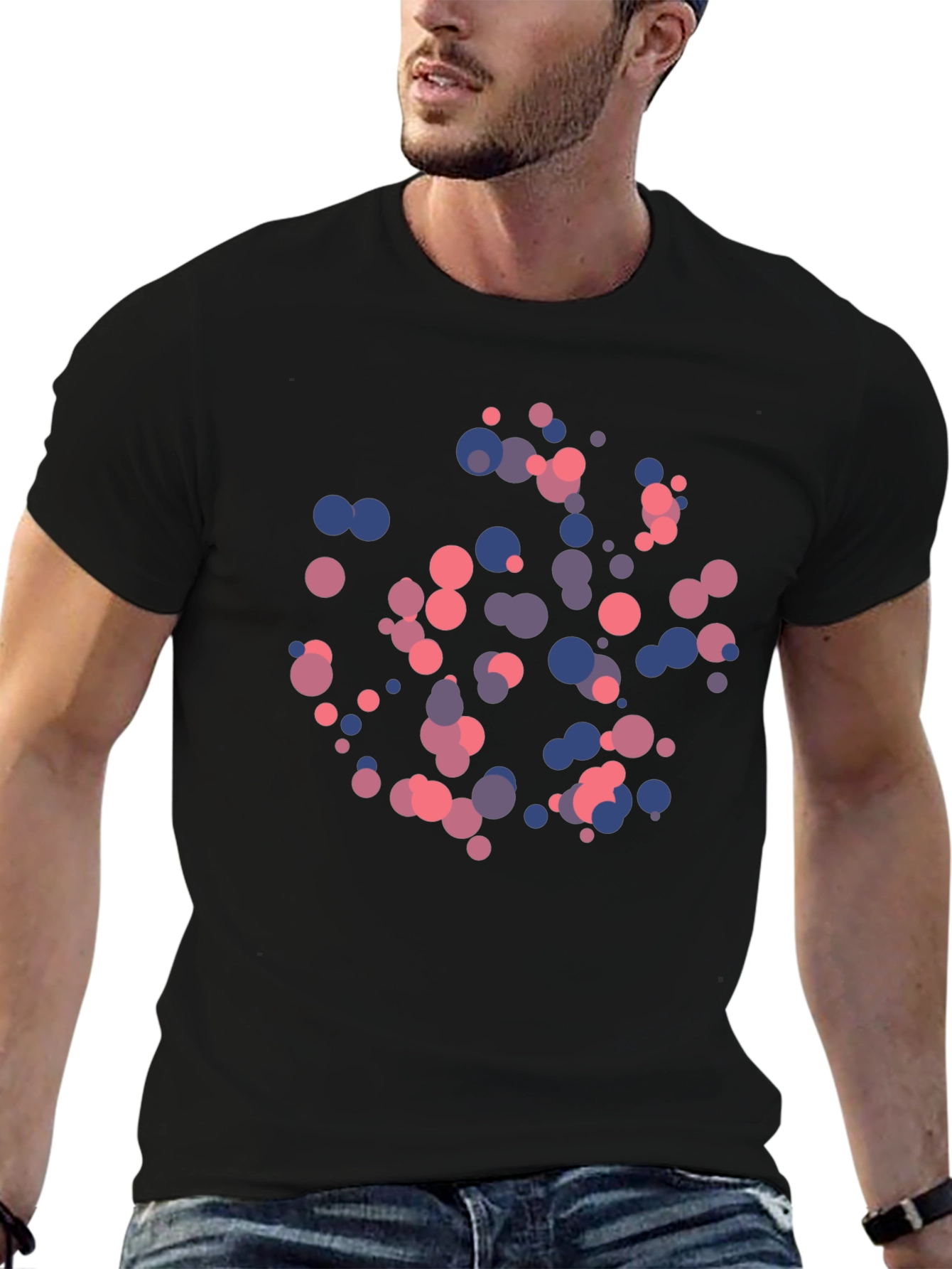 Modern Art Circles Tee - Black Cotton Blend