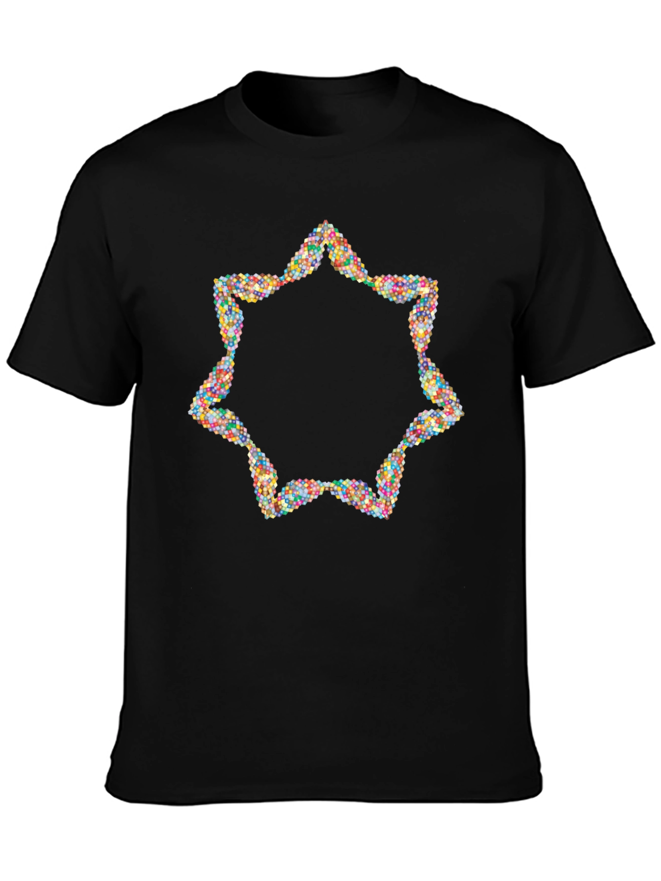 Geometric Starburst Graphic Tee - Mens Black Shirt