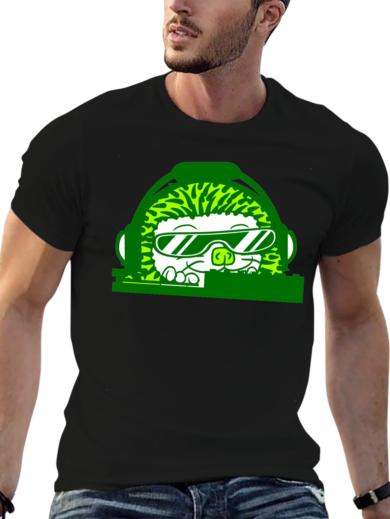 DJ Hedgehog Graphic Tee - Cool Novelty T-Shirt