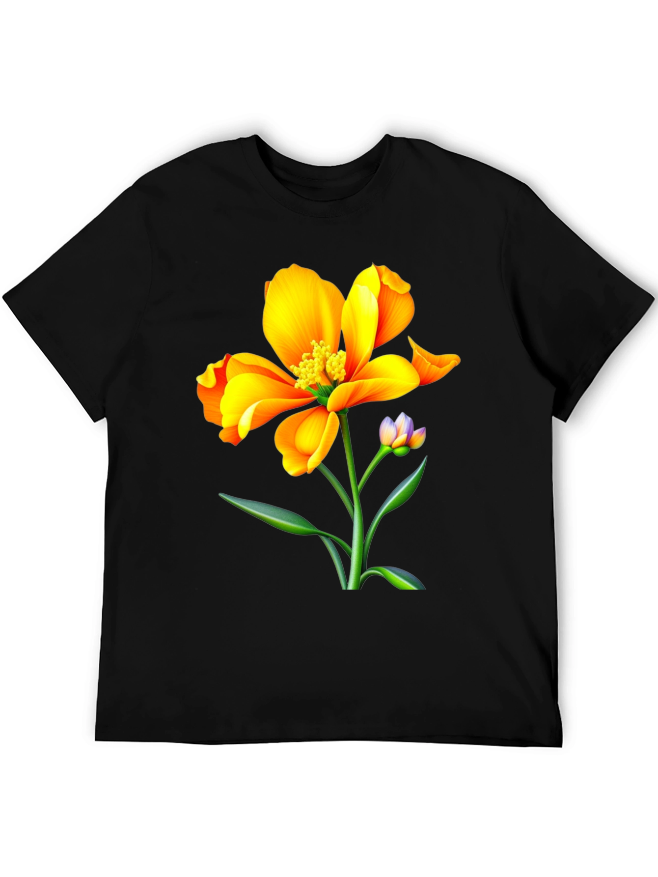 Vibrant Floral Graphic Tee - Unisex Black T-Shirt
