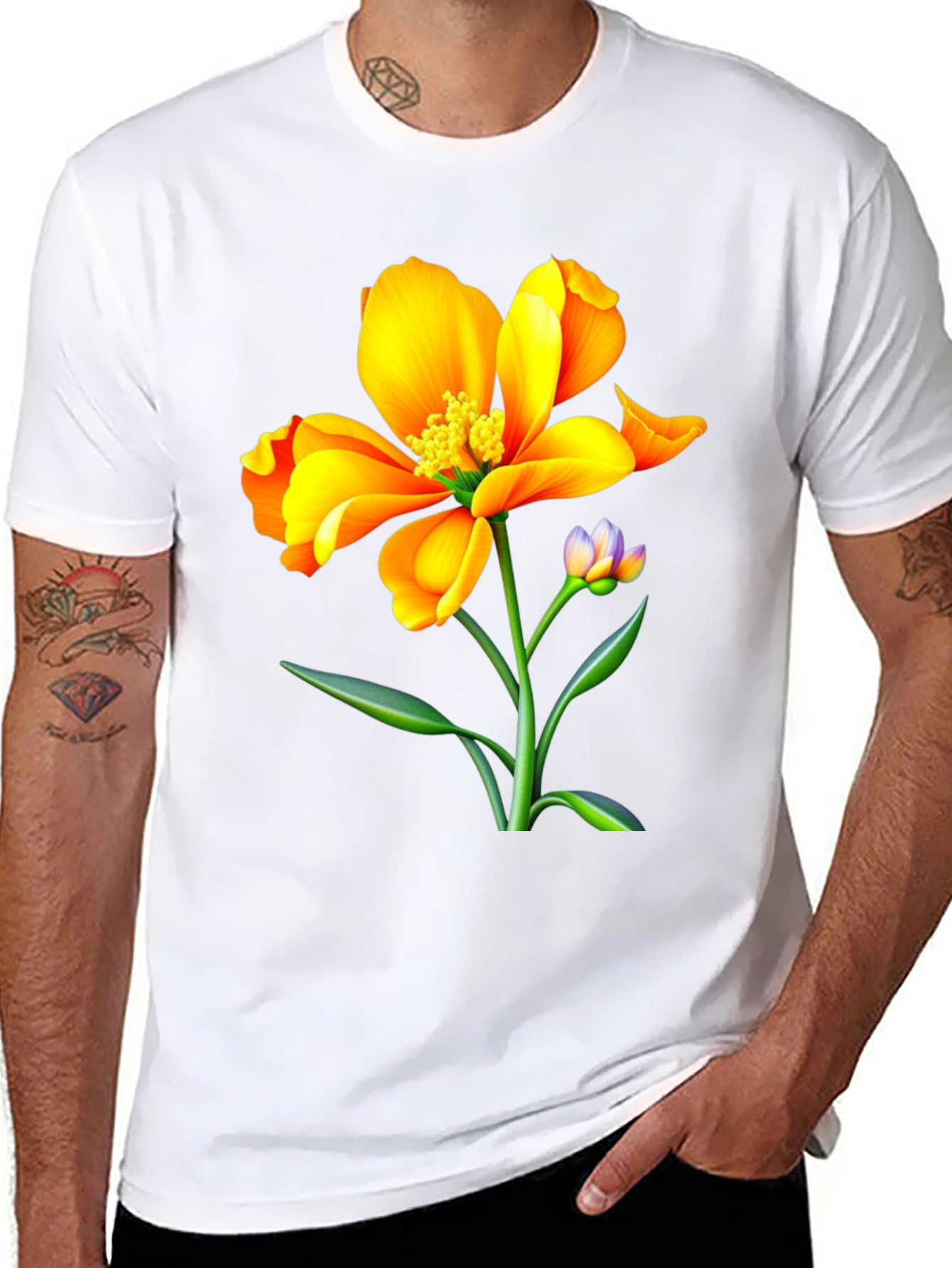 Vibrant Floral Graphic Tee - Unisex Black T-Shirt