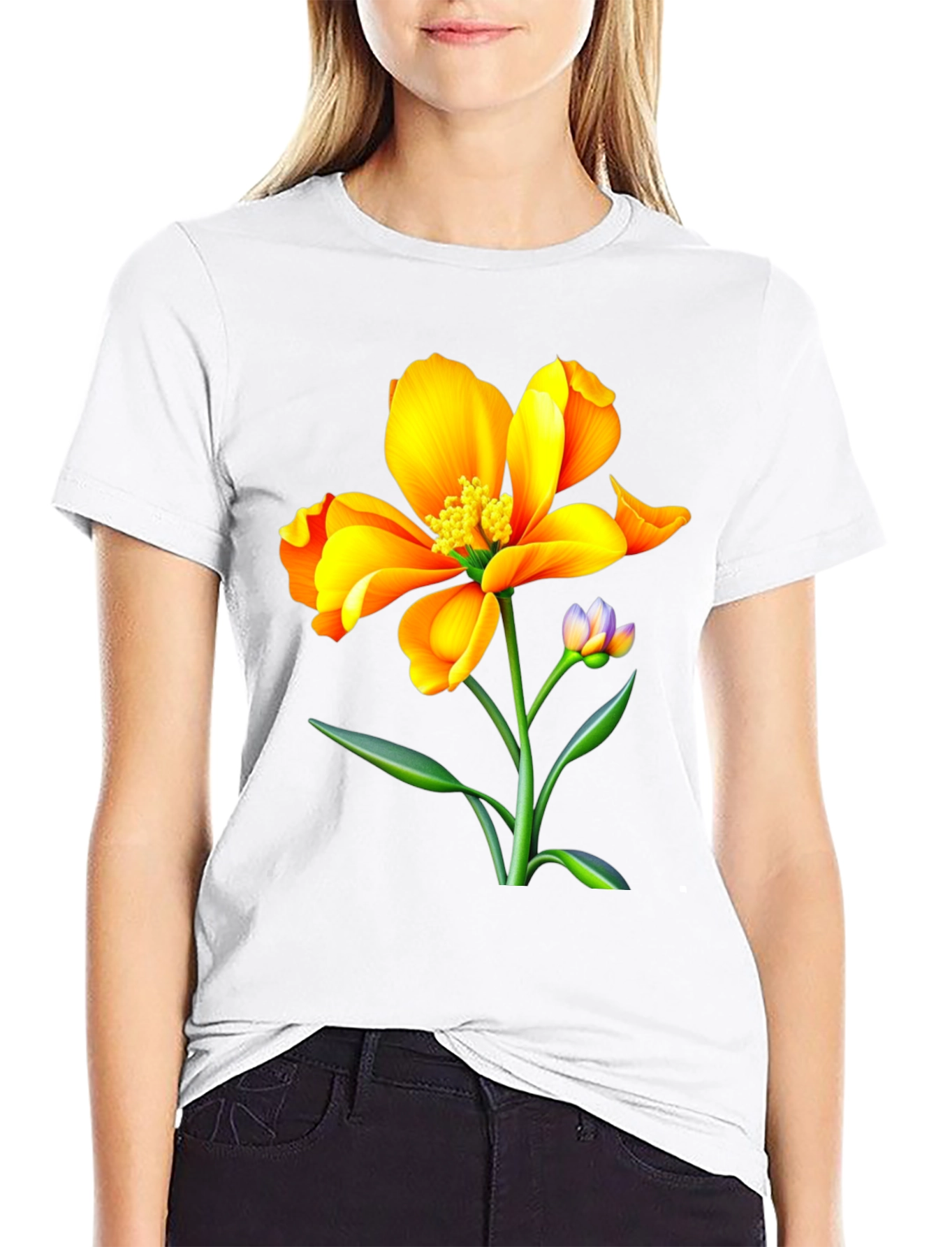 Vibrant Floral Graphic Tee - Unisex Black T-Shirt