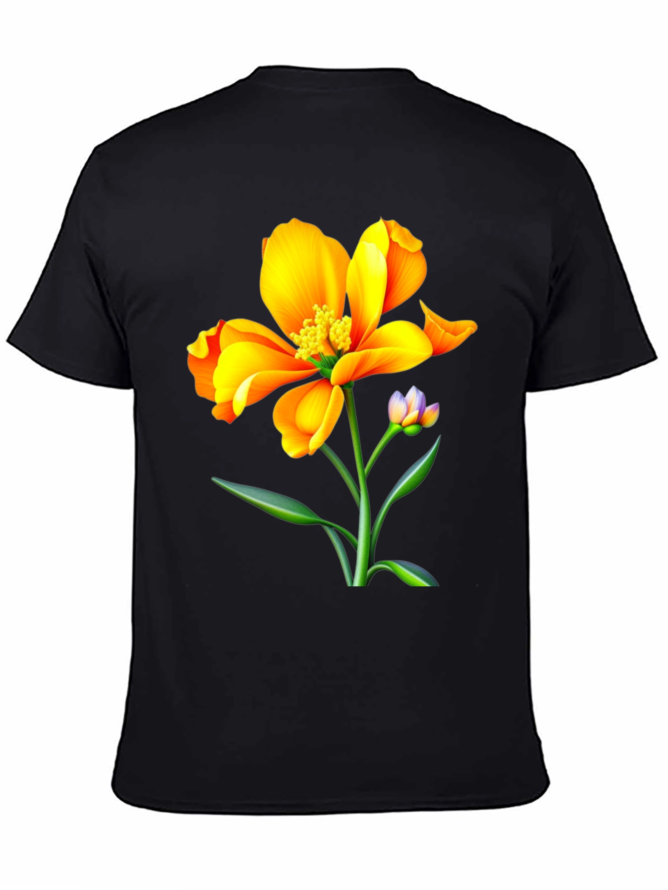 Vibrant Floral Graphic Tee - Unisex Black T-Shirt