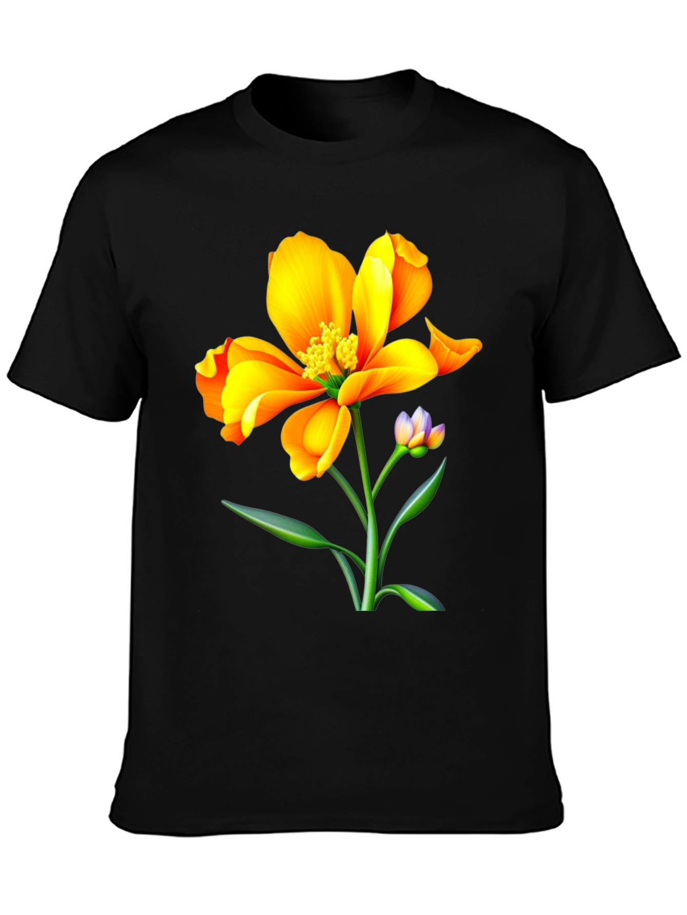 Vibrant Floral Graphic Tee - Unisex Black T-Shirt