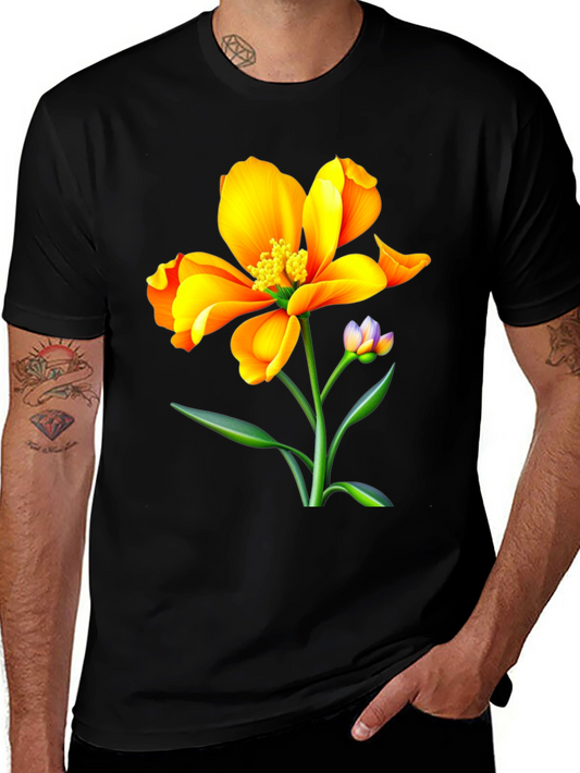 Vibrant Floral Graphic Tee - Unisex Black T-Shirt