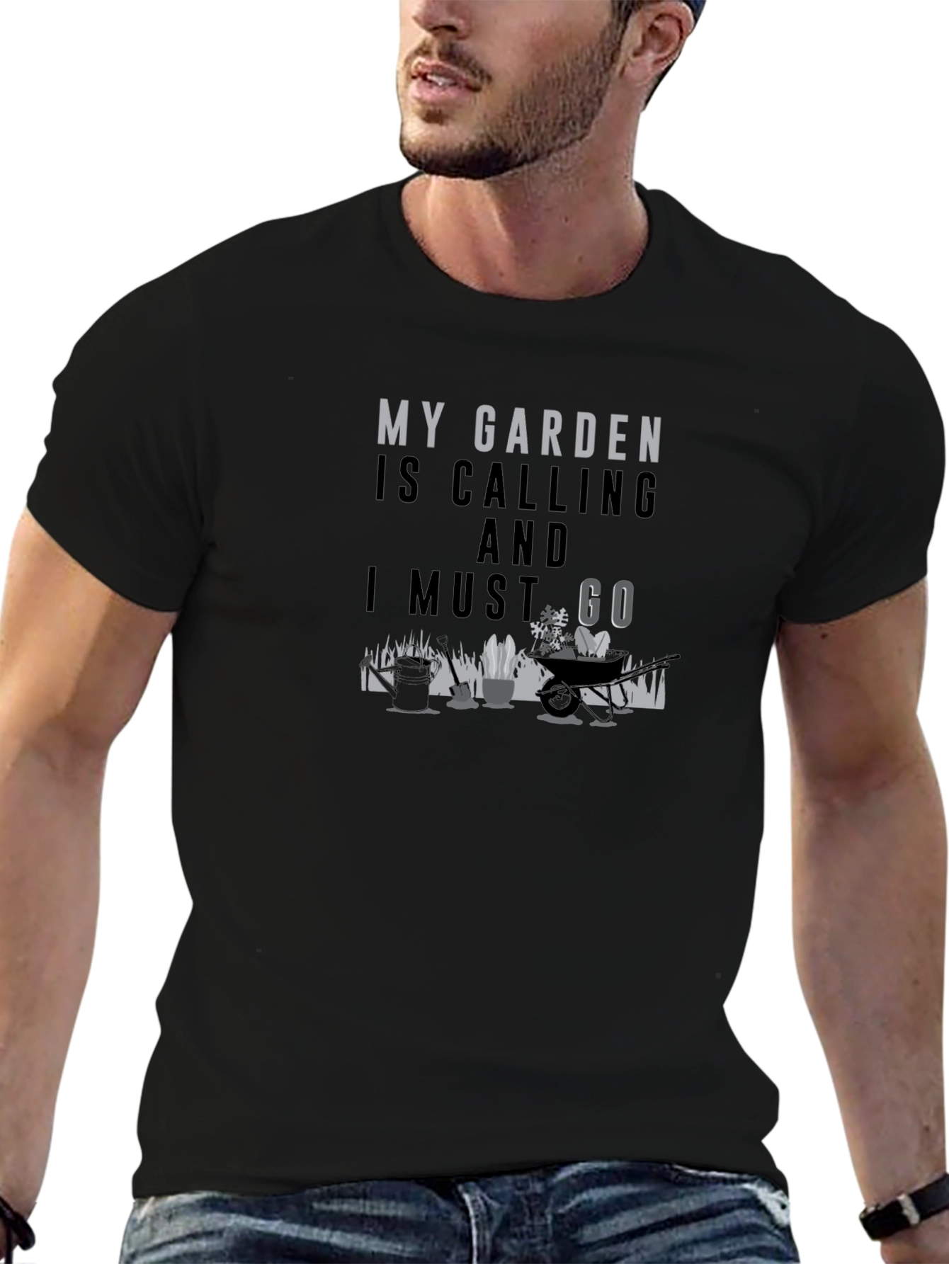 My Garden Is Calling Black T-Shirt
