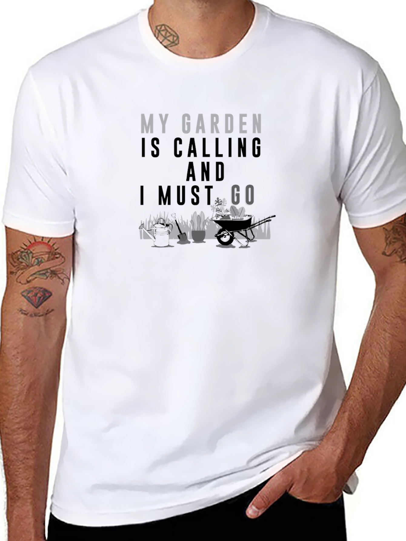 My Garden Is Calling Black T-Shirt