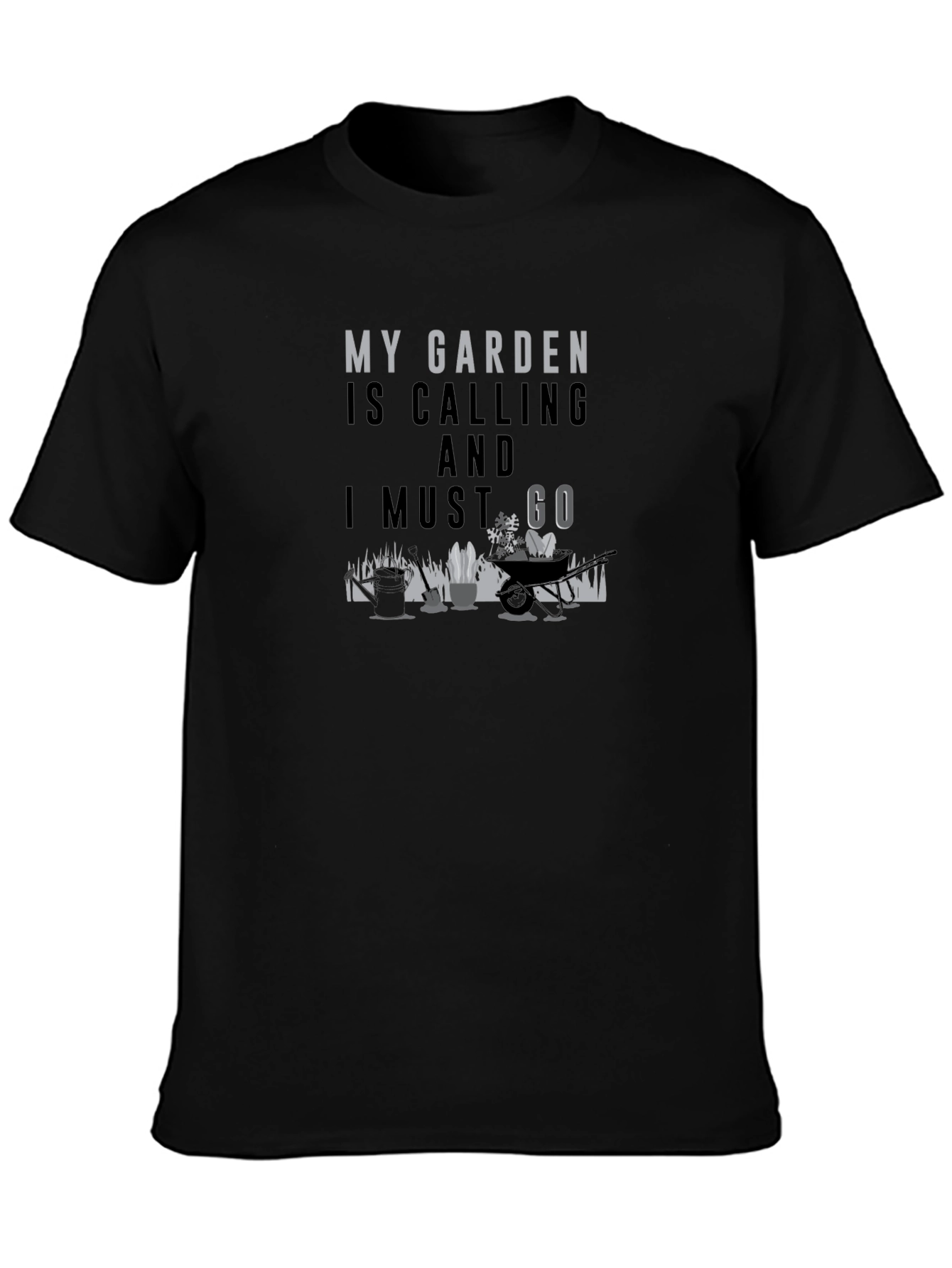 My Garden Is Calling Black T-Shirt