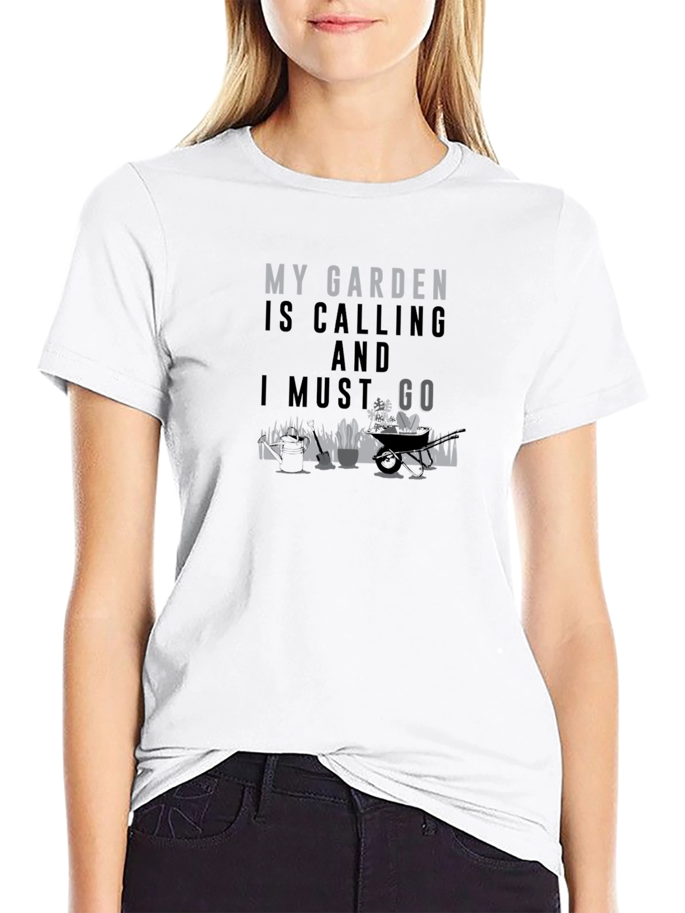 My Garden Is Calling Black T-Shirt
