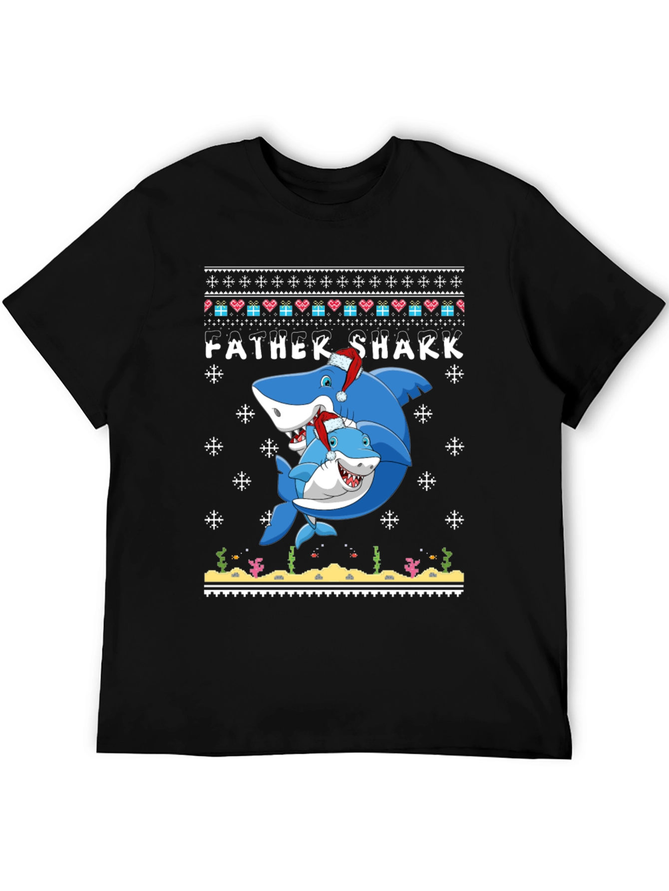Father Shark Christmas Graphic T-Shirt