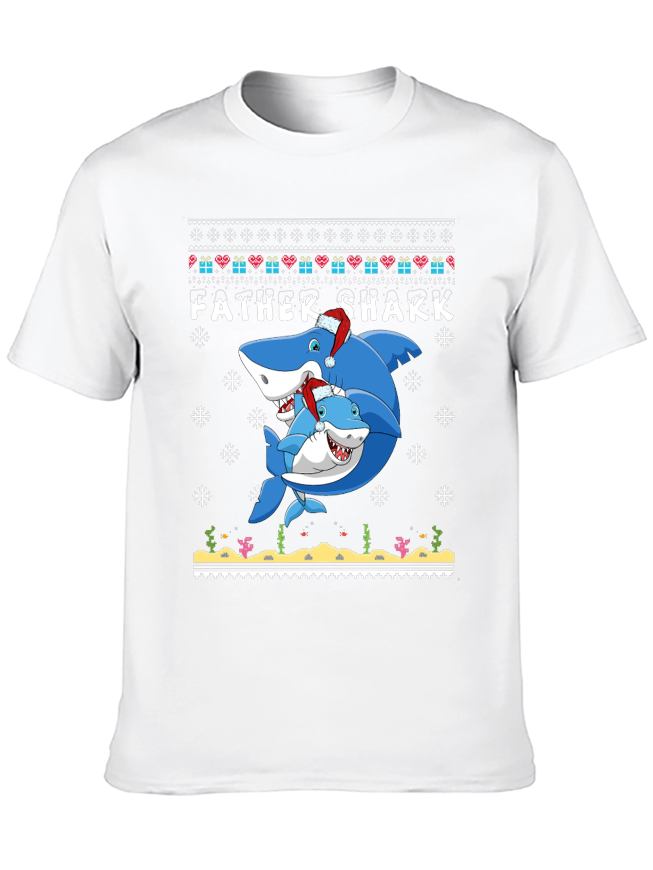 Father Shark Christmas Graphic T-Shirt