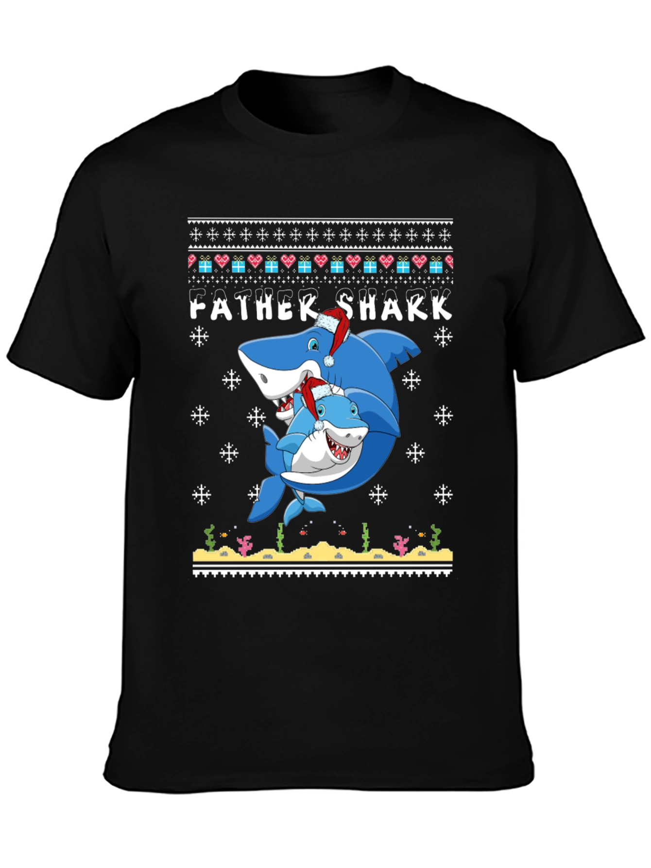 Father Shark Christmas Graphic T-Shirt