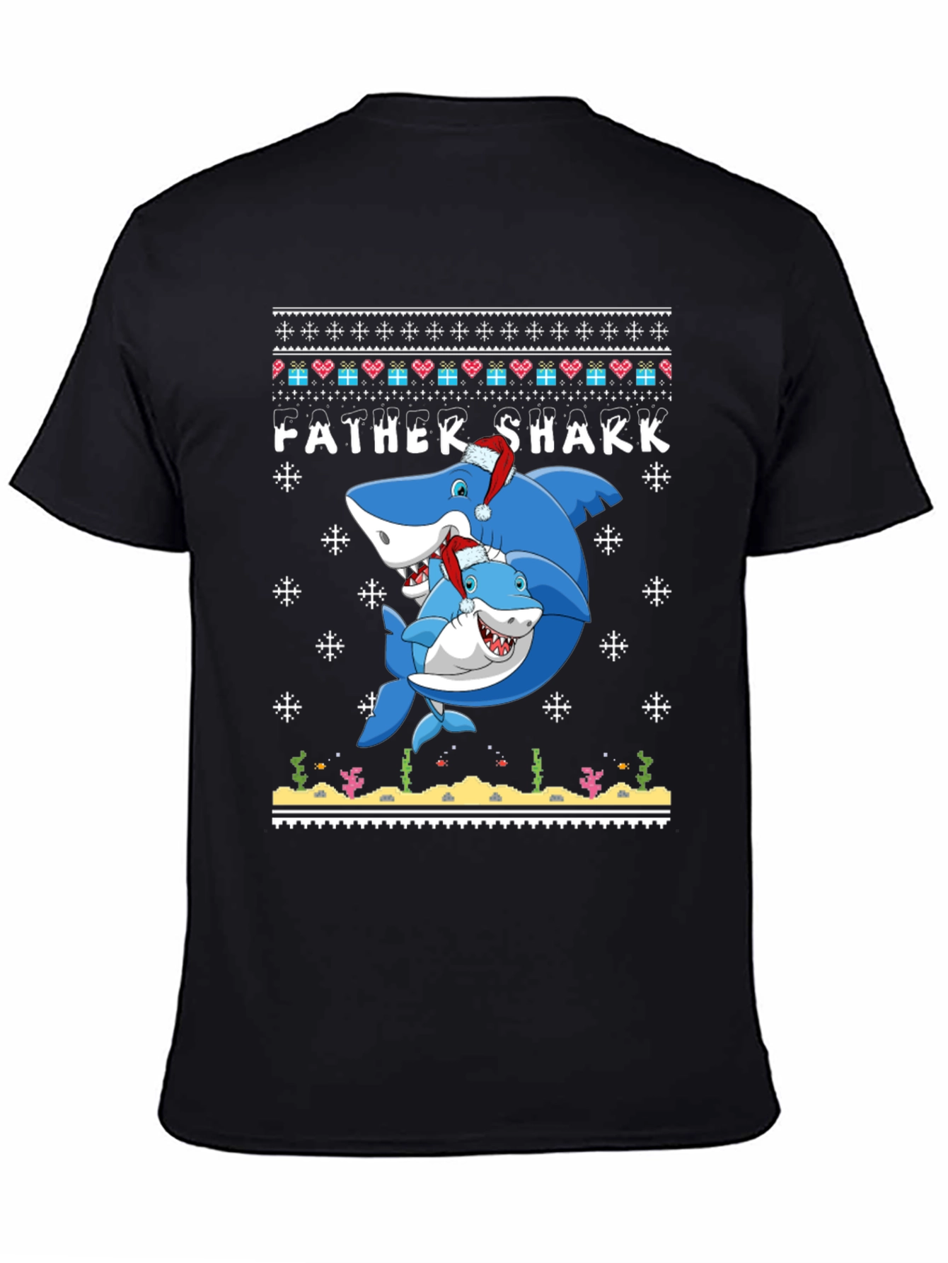 Father Shark Christmas Graphic T-Shirt