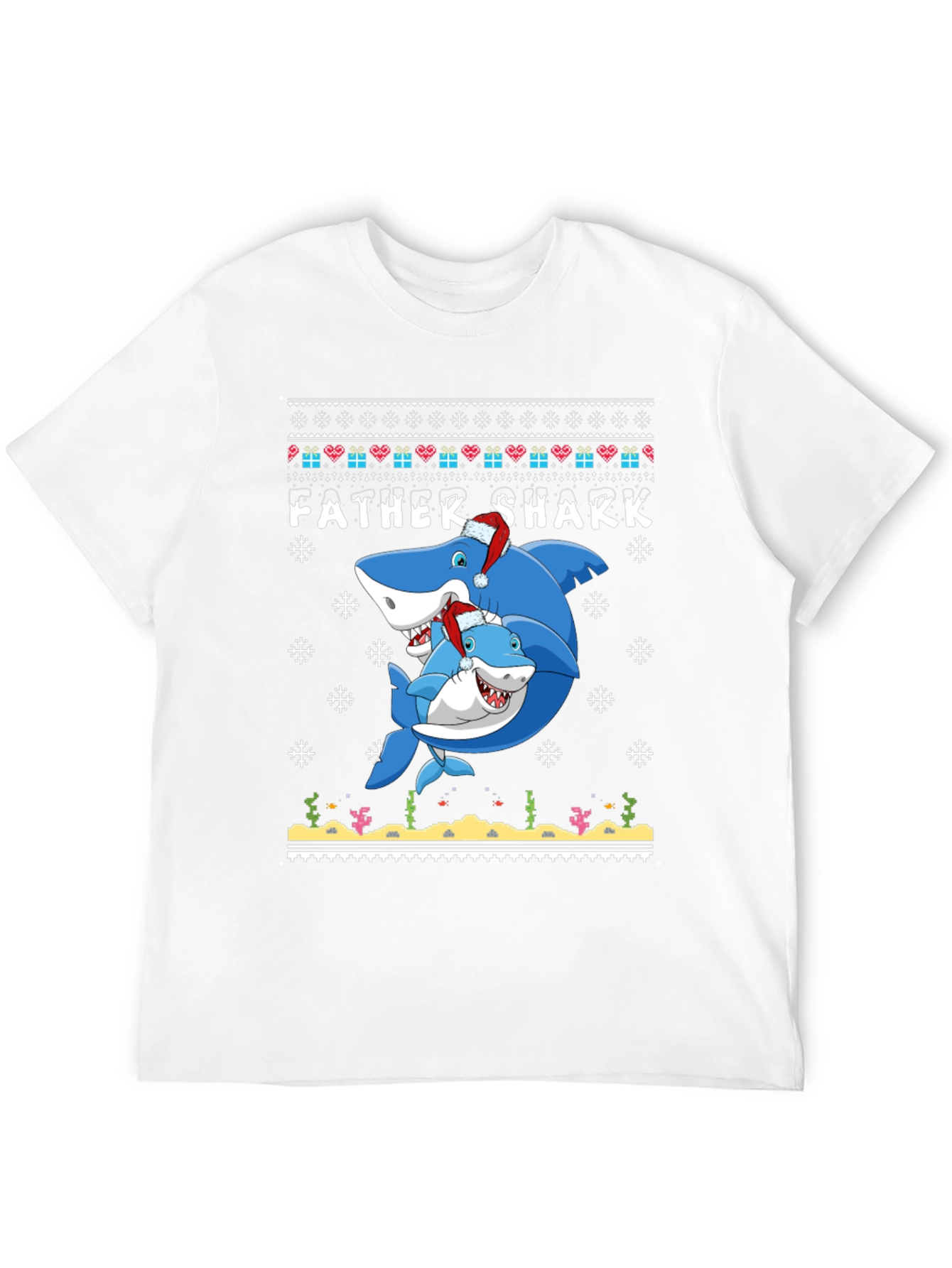 Father Shark Christmas Graphic T-Shirt