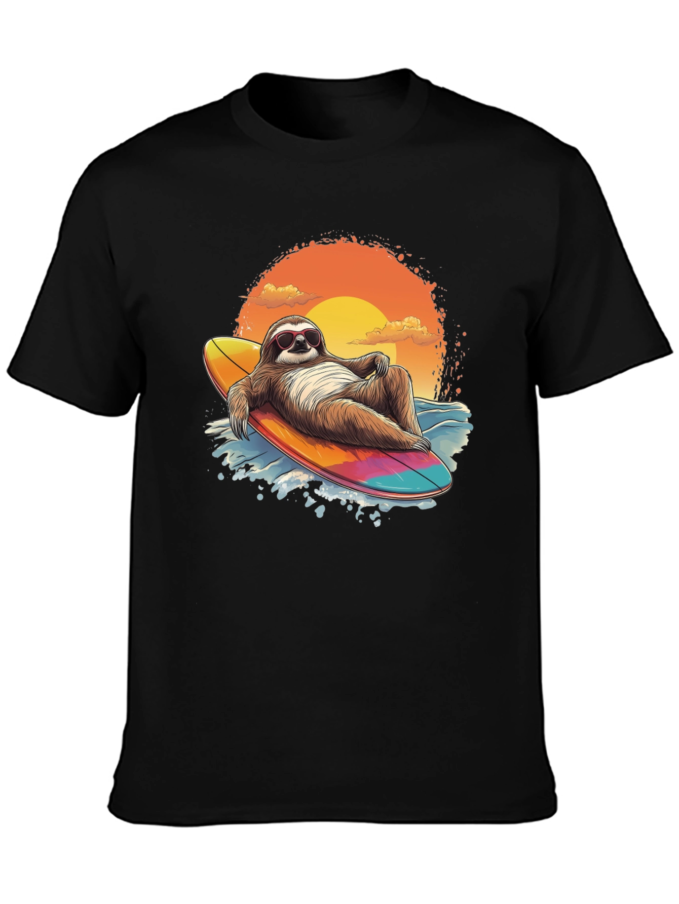 Surfing Sloth Graphic Tee - Relaxed Summer Vibes