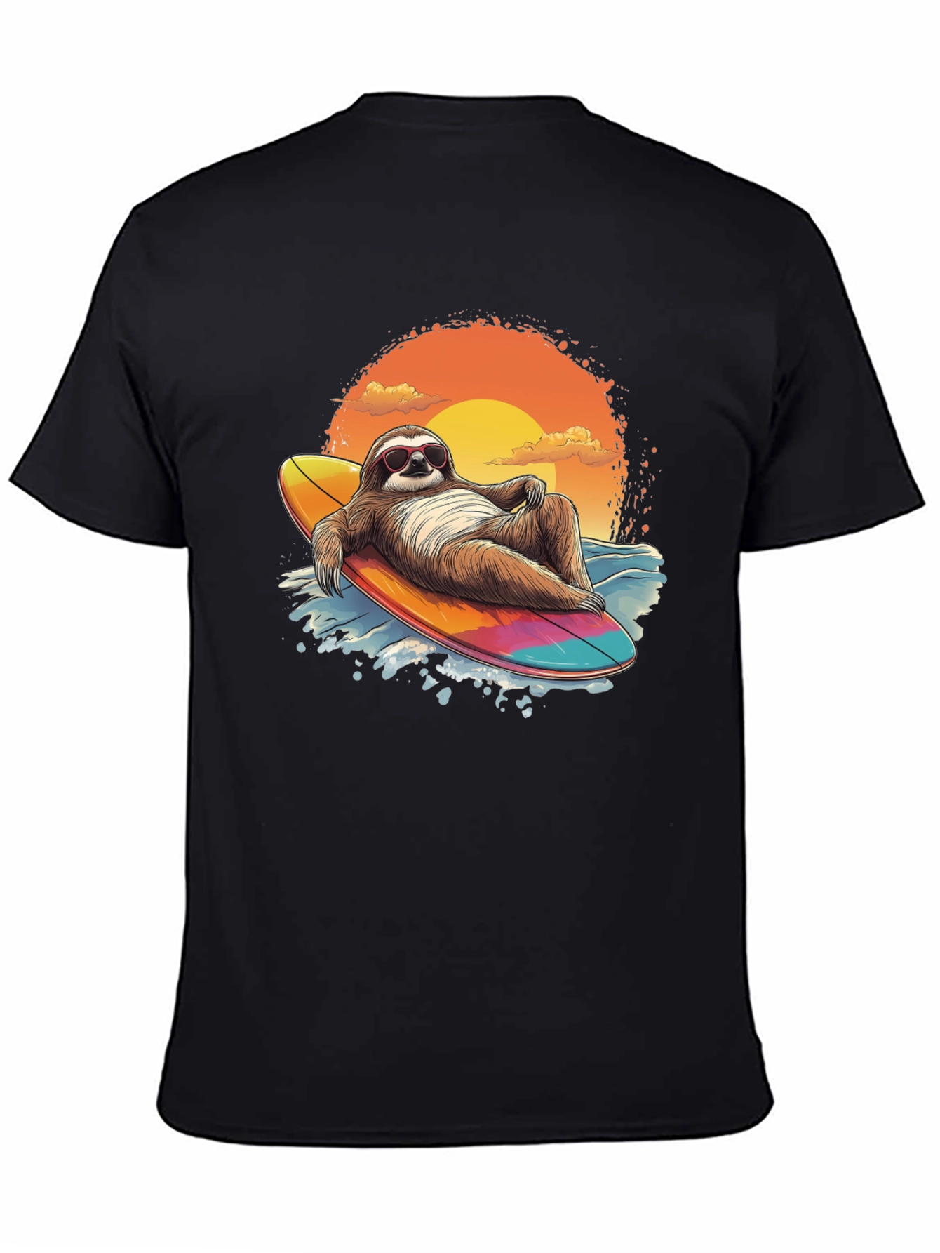 Surfing Sloth Graphic Tee - Relaxed Summer Vibes