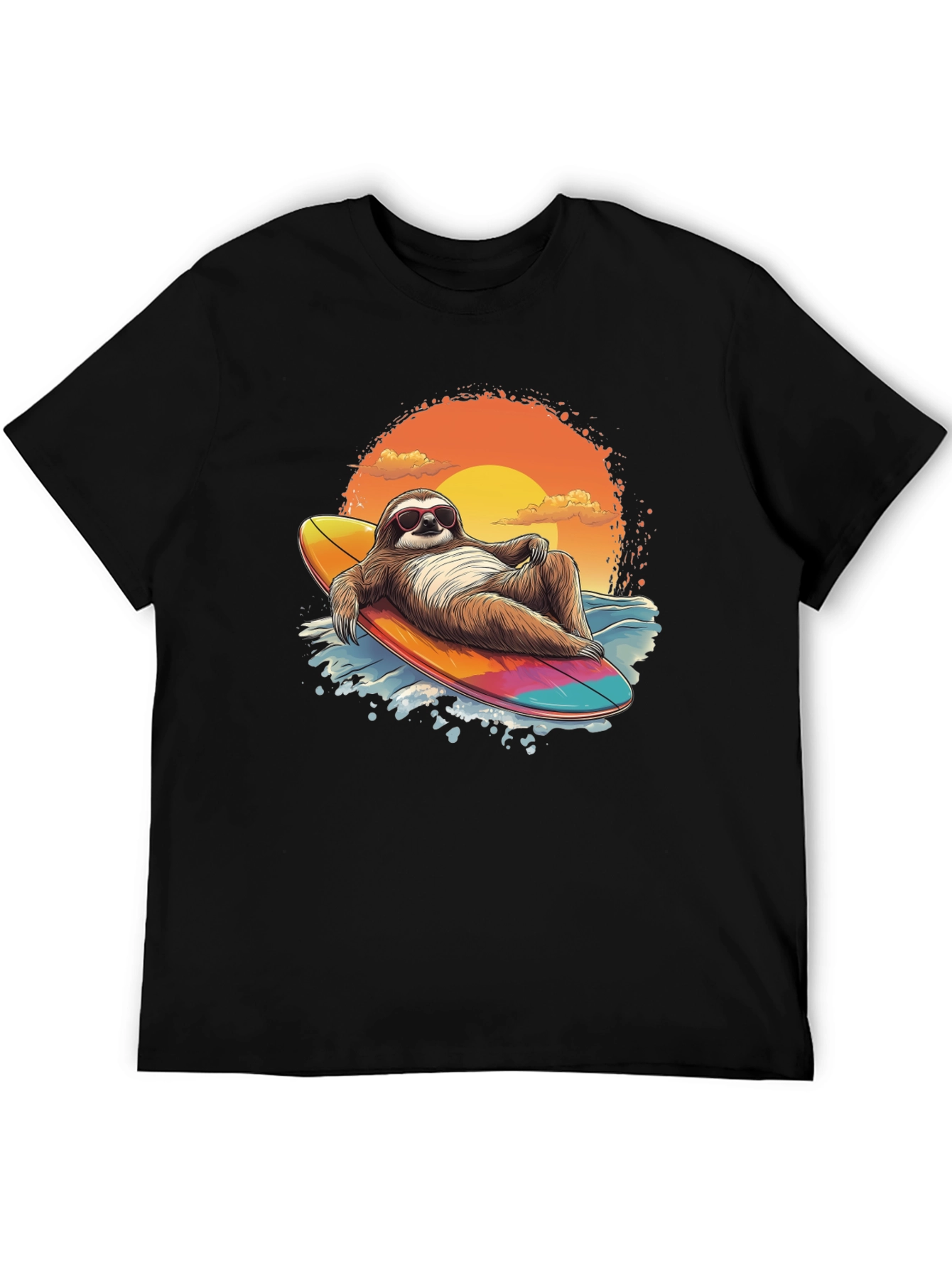 Surfing Sloth Graphic Tee - Relaxed Summer Vibes