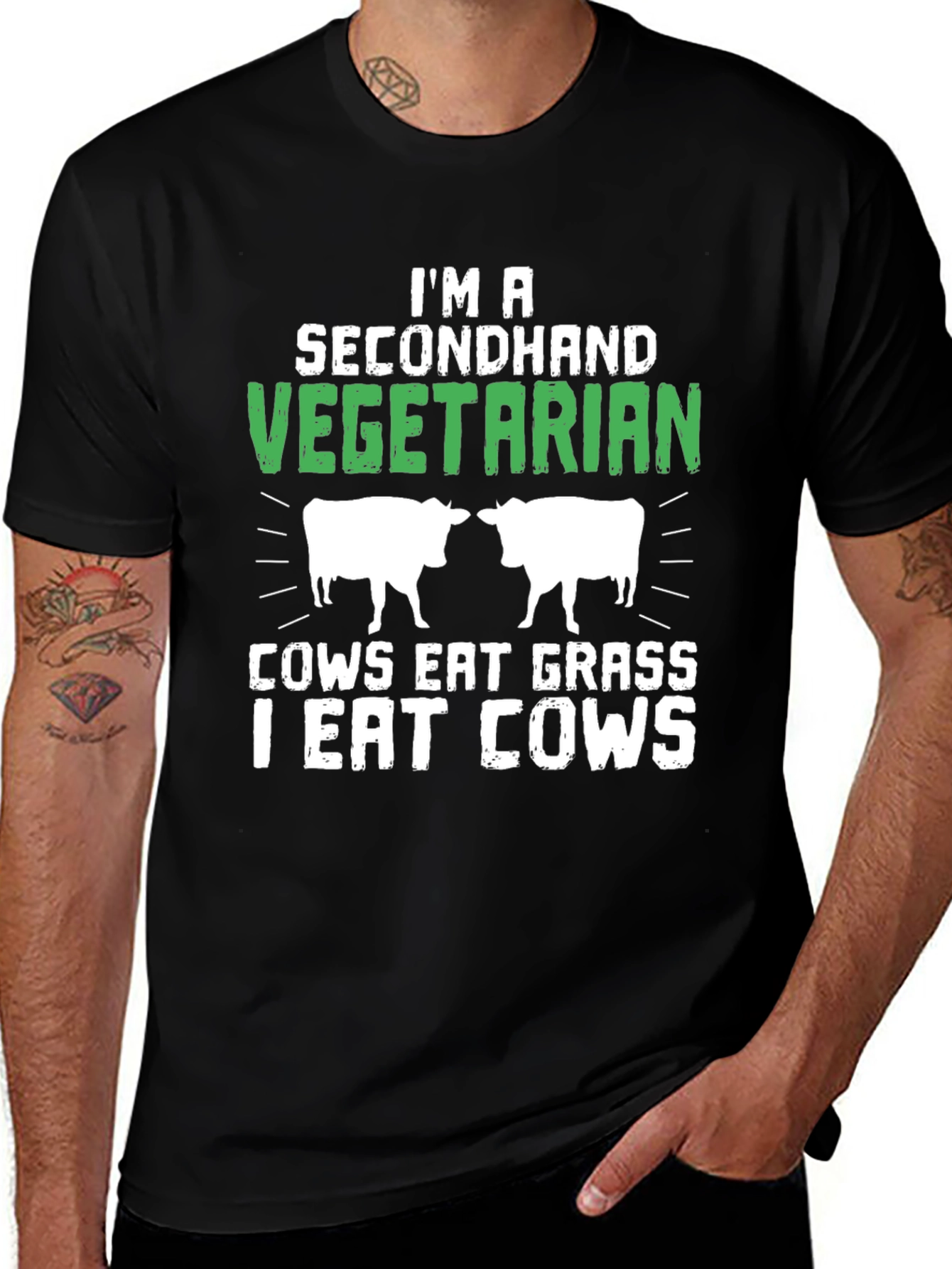 Secondhand Vegetarian Funny Graphic T-Shirt
