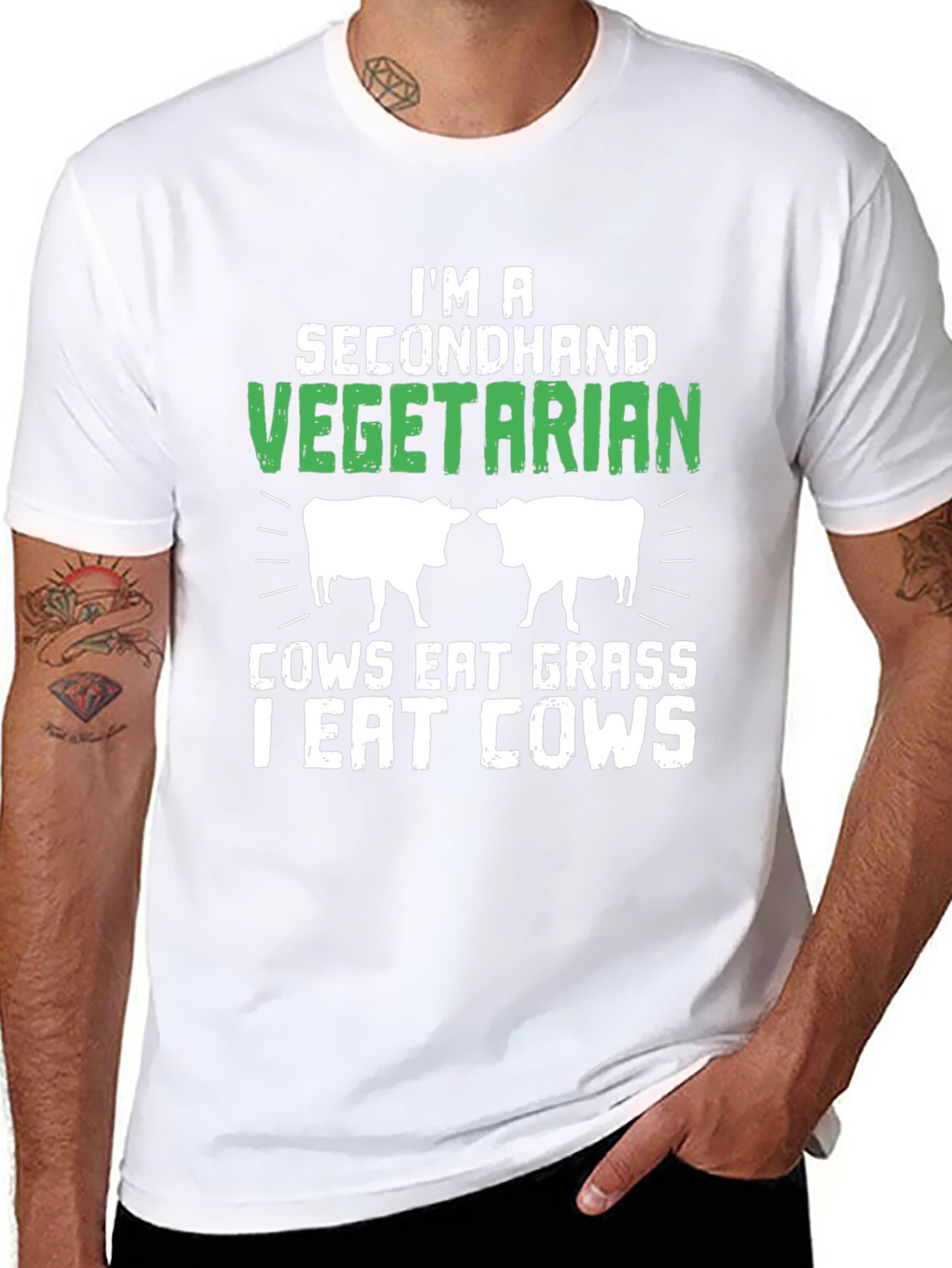 Secondhand Vegetarian Funny Graphic T-Shirt