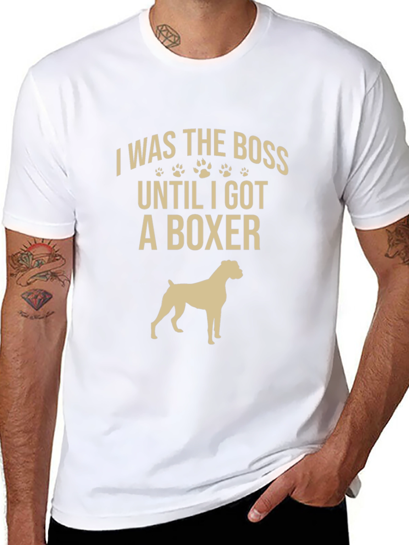 I Was The Boss Boxer Dog Black T-Shirt