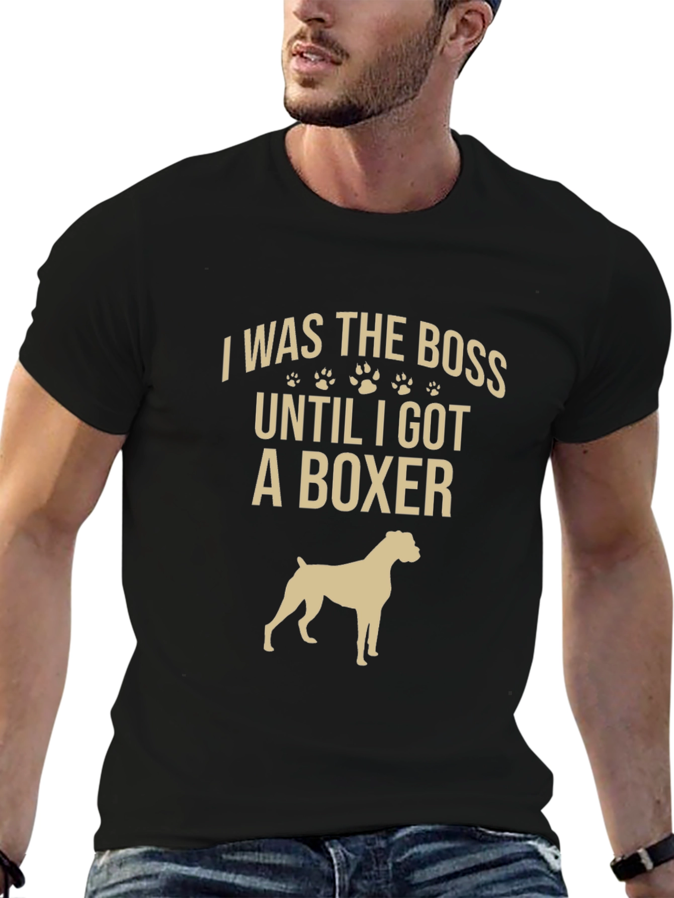 I Was The Boss Boxer Dog Black T-Shirt
