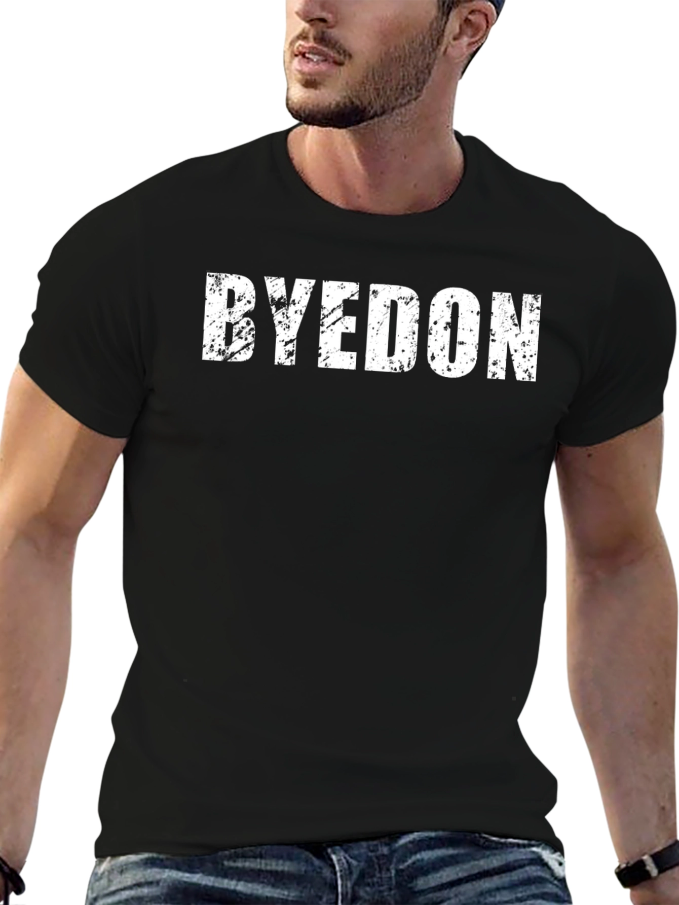 BYEDON Distressed Graphic Black T-Shirt