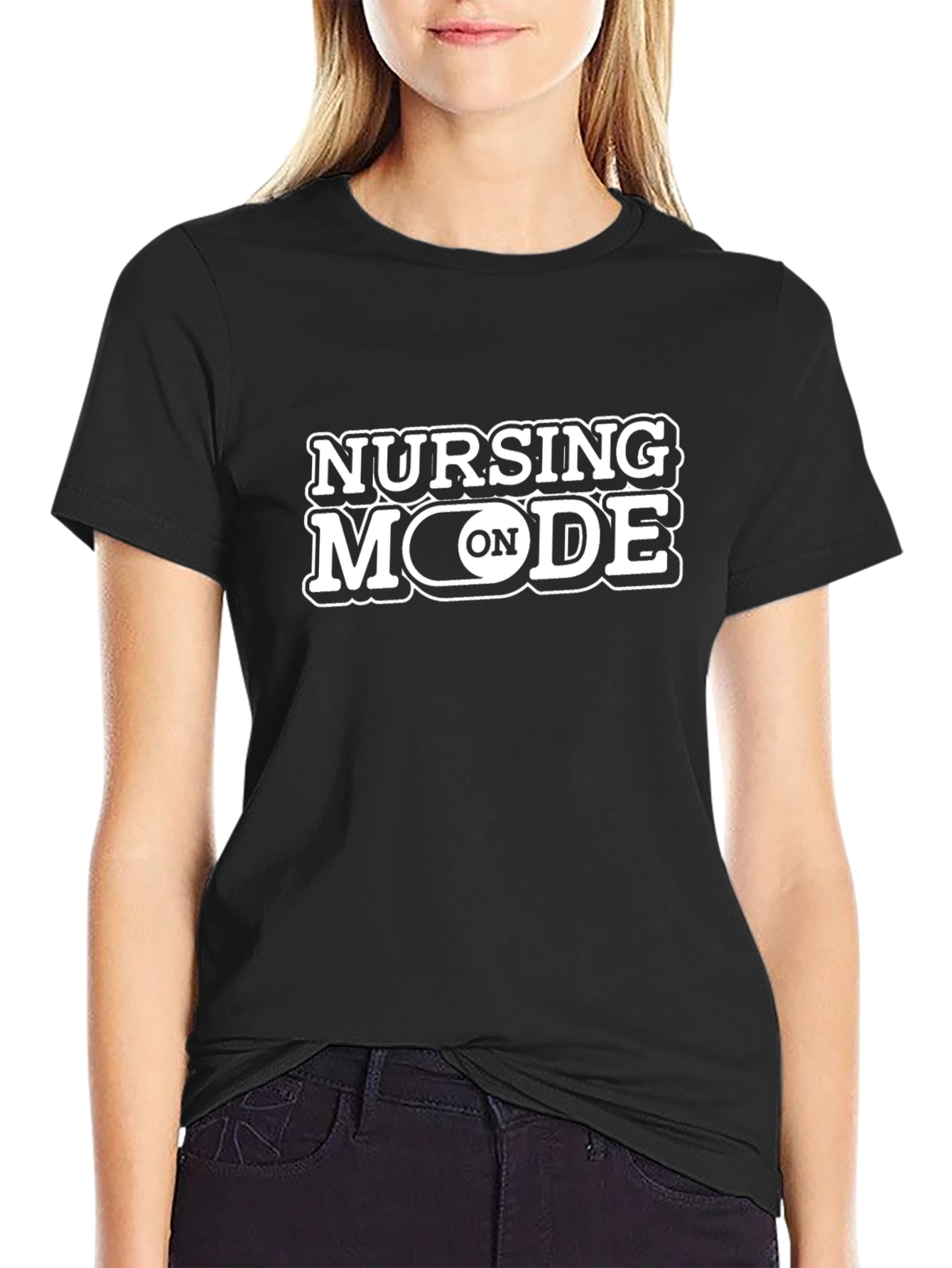 Nursing Mode On Graphic T-Shirt - Black