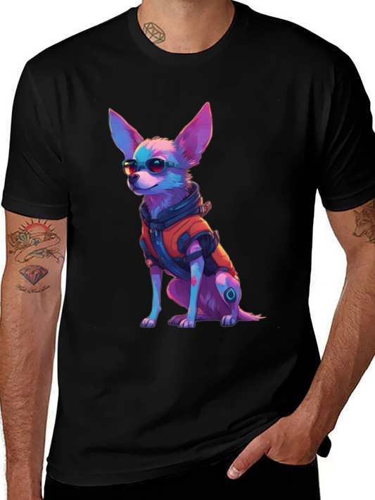 Cool Cyberpunk Chihuahua Graphic Tee