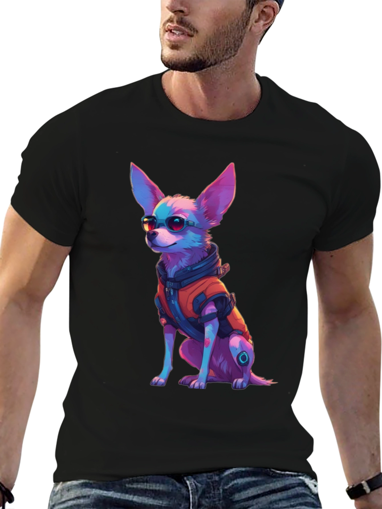 Cool Cyberpunk Chihuahua Graphic Tee