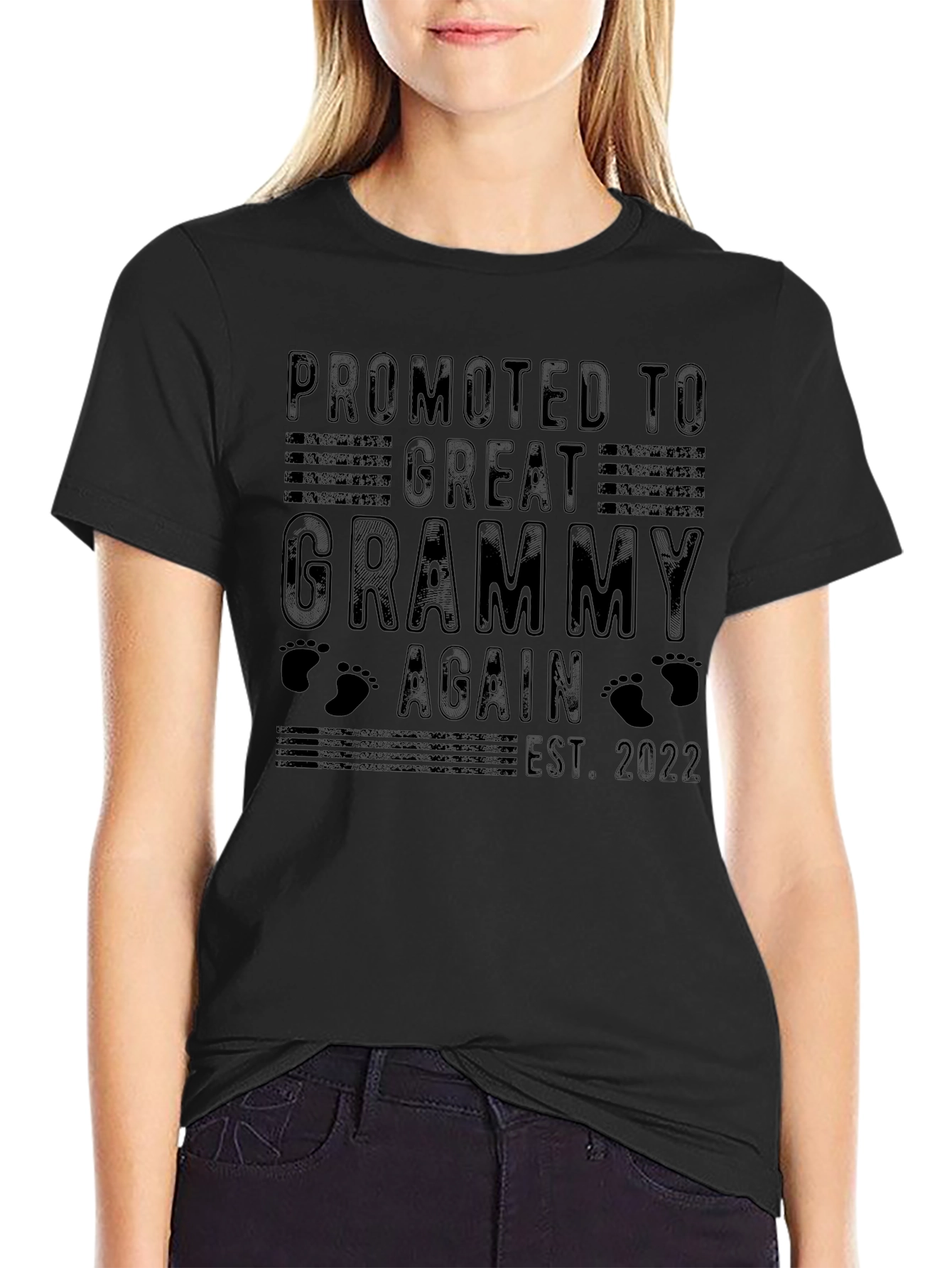 Promoted to Great Grammy Again Est. 2022 Black T-Shirt