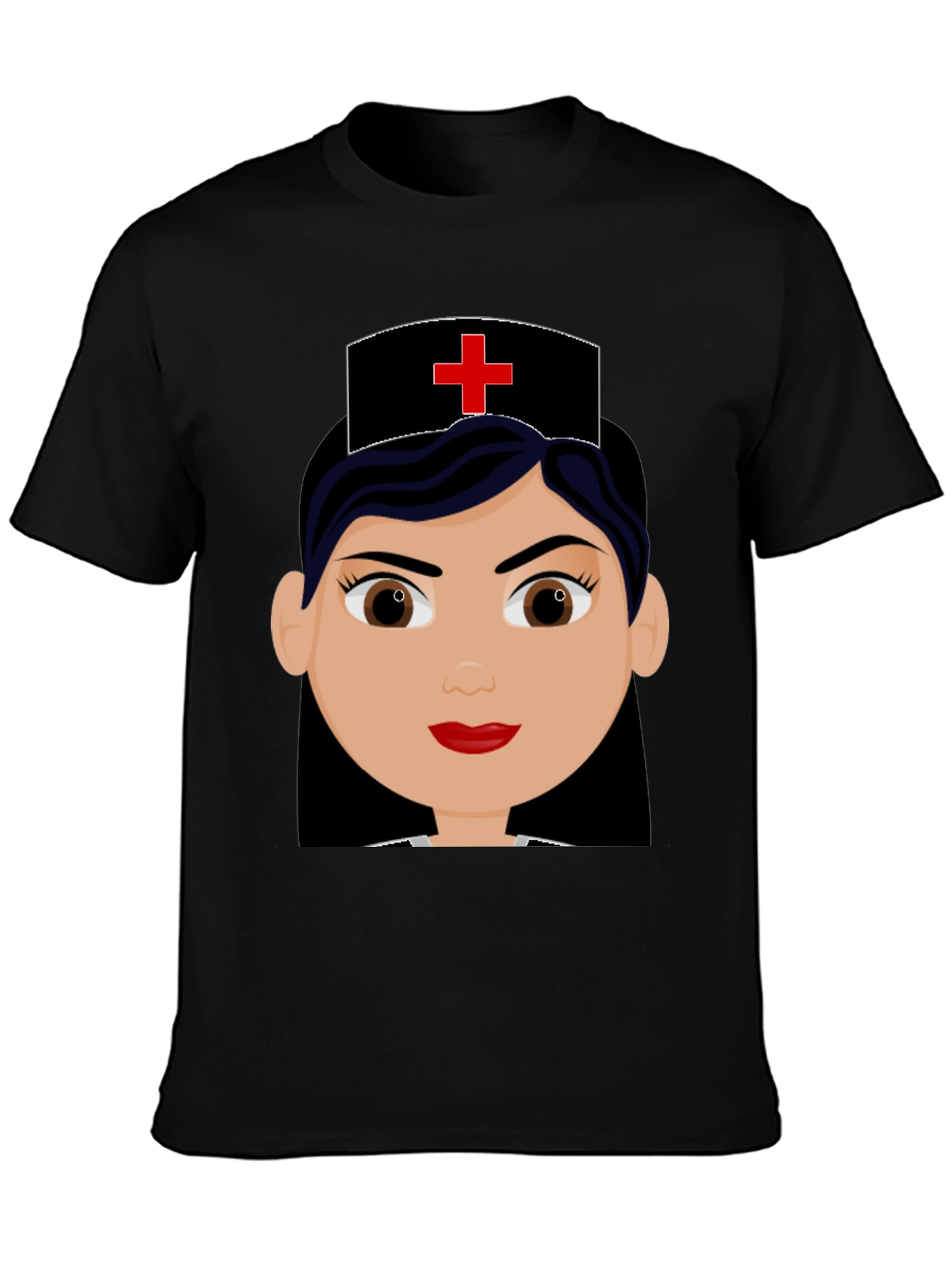 Nurse Cartoon Graphic Black Tee