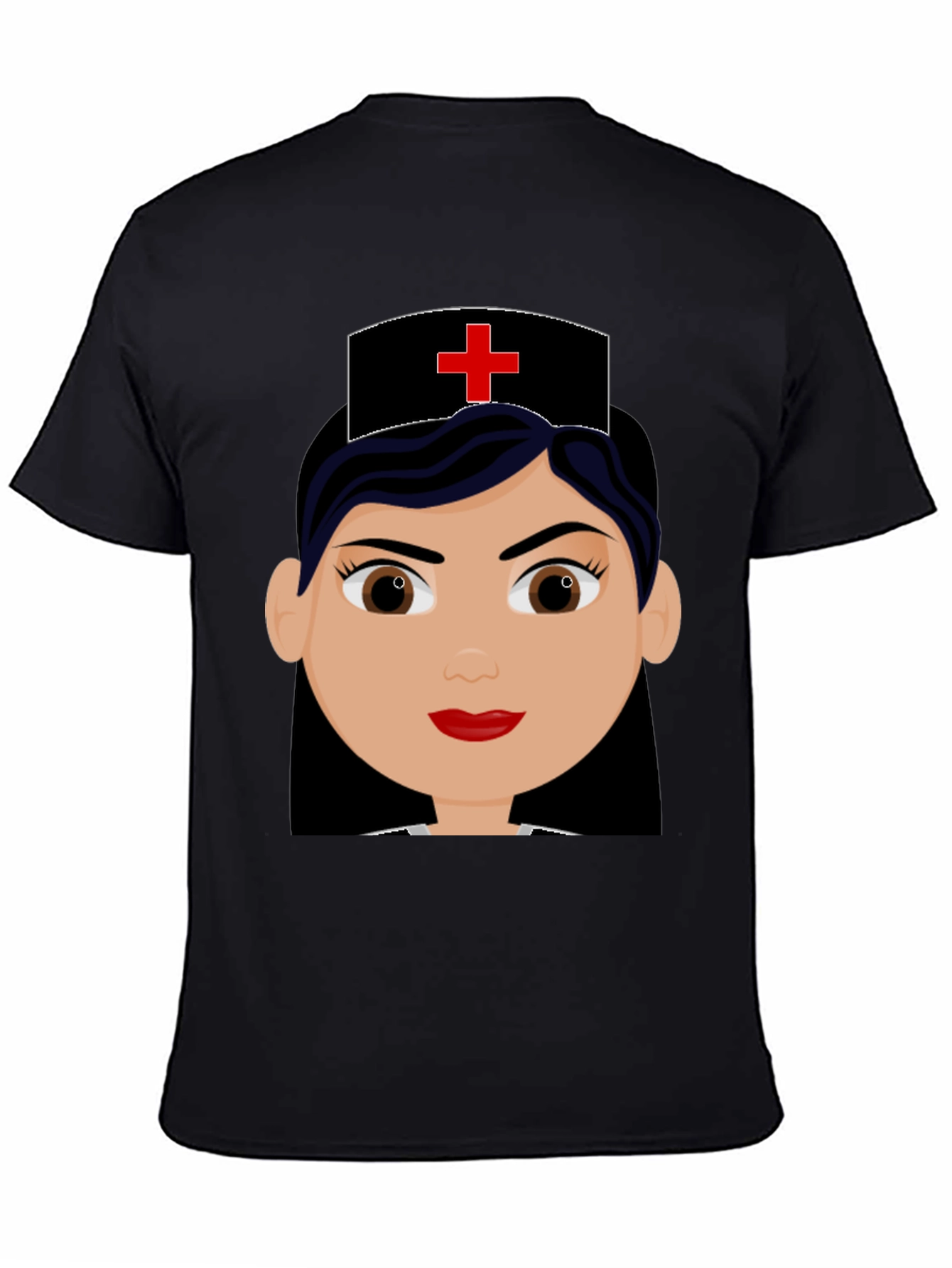 Nurse Cartoon Graphic Black Tee