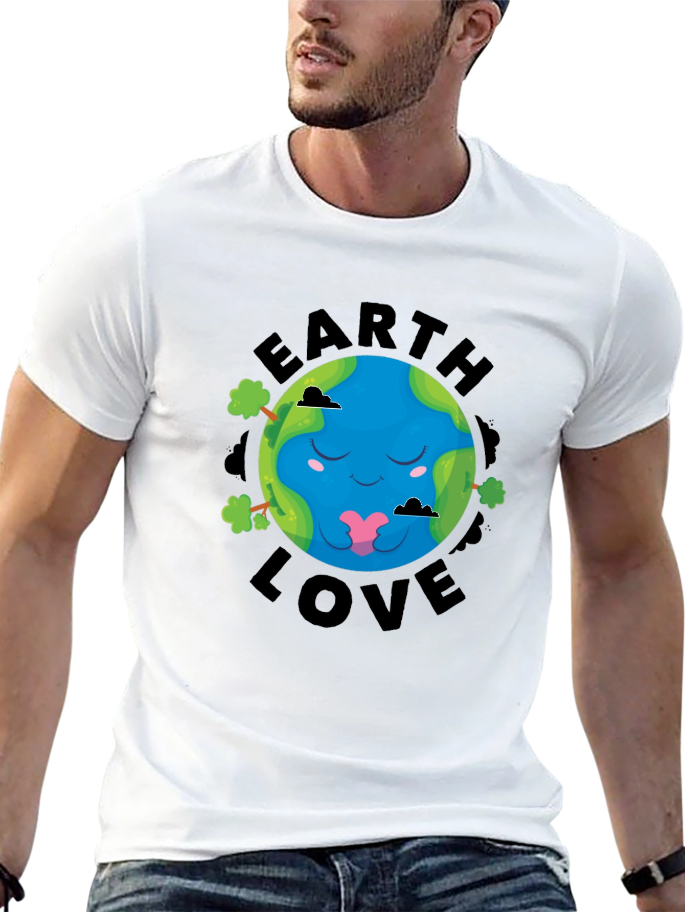 Earth Love Graphic Tee - Black Cotton T-Shirt