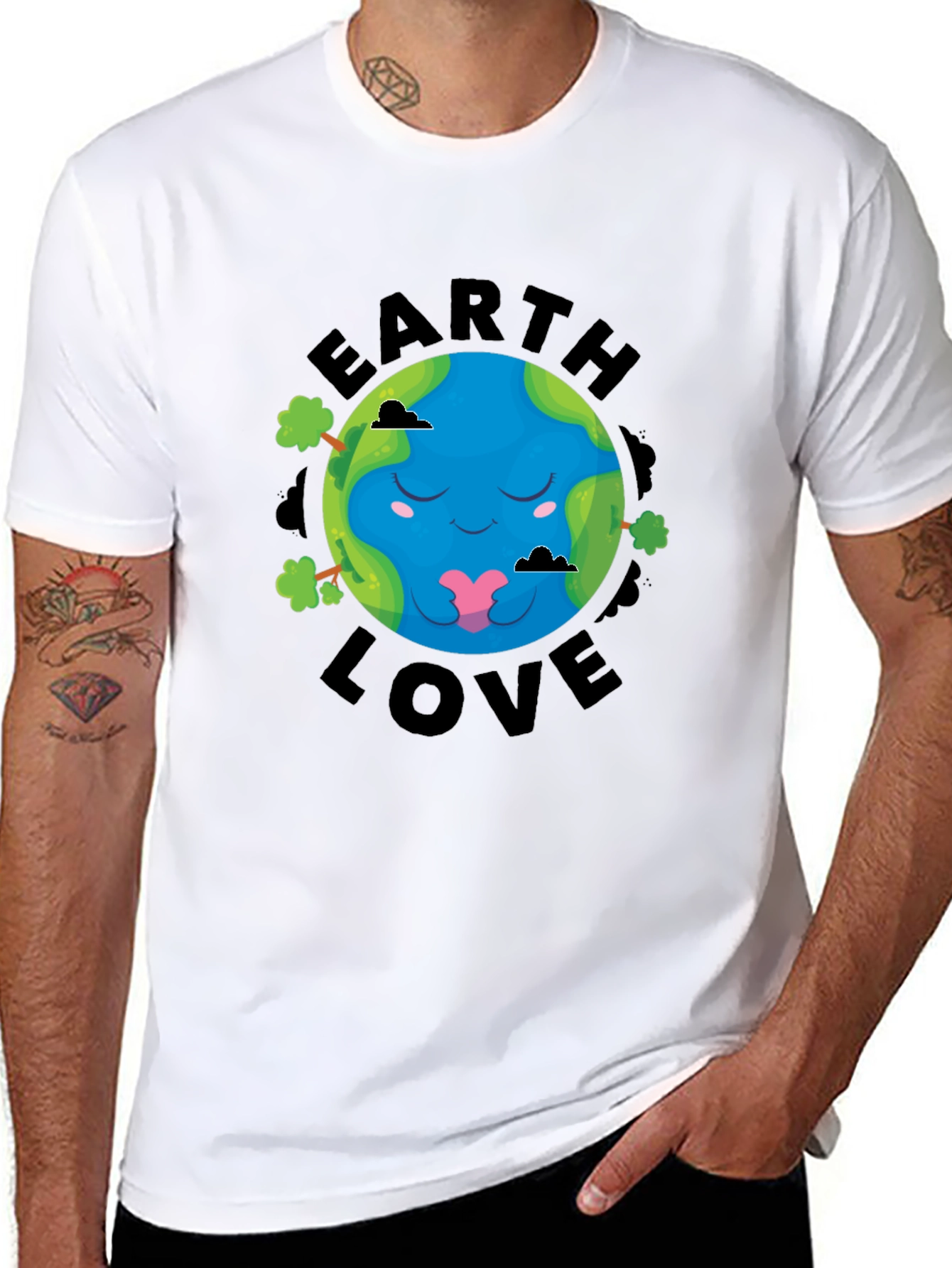 Earth Love Graphic Tee - Black Cotton T-Shirt