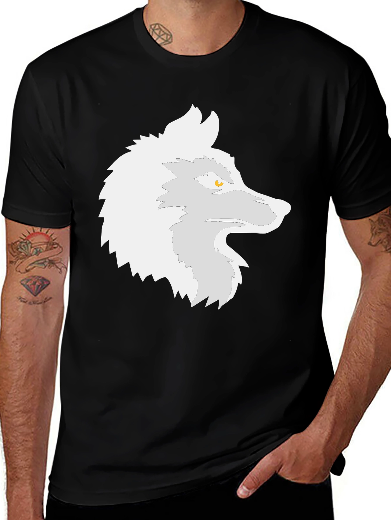 Cool Wolf Graphic Tee - Black Casual T-Shirt