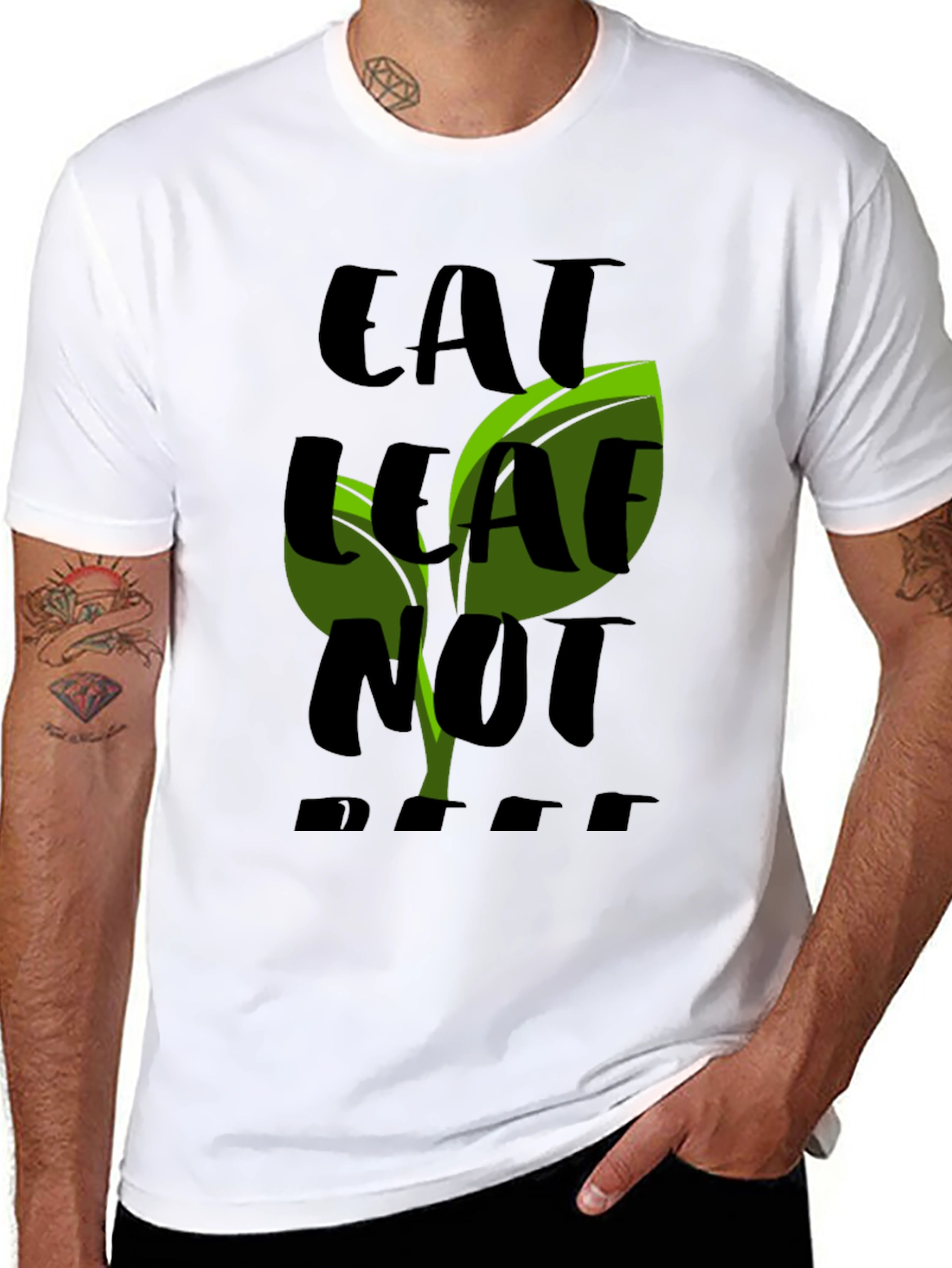 Eat Leaf Not Beef Black T-Shirt