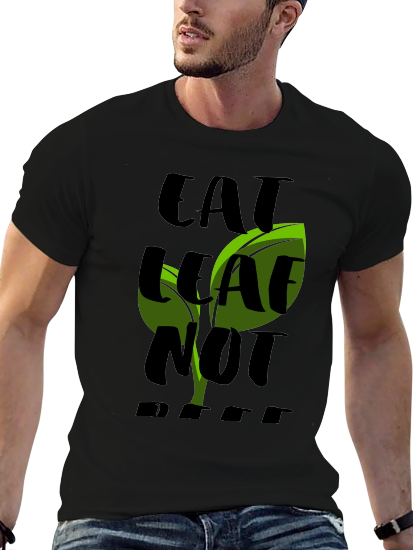 Eat Leaf Not Beef Black T-Shirt