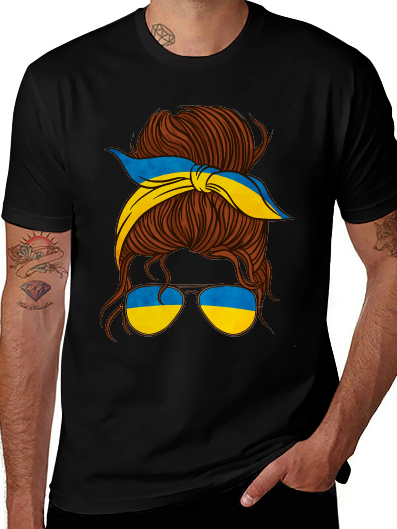 Ukraine Messy Bun T-Shirt - Support Ukraine!